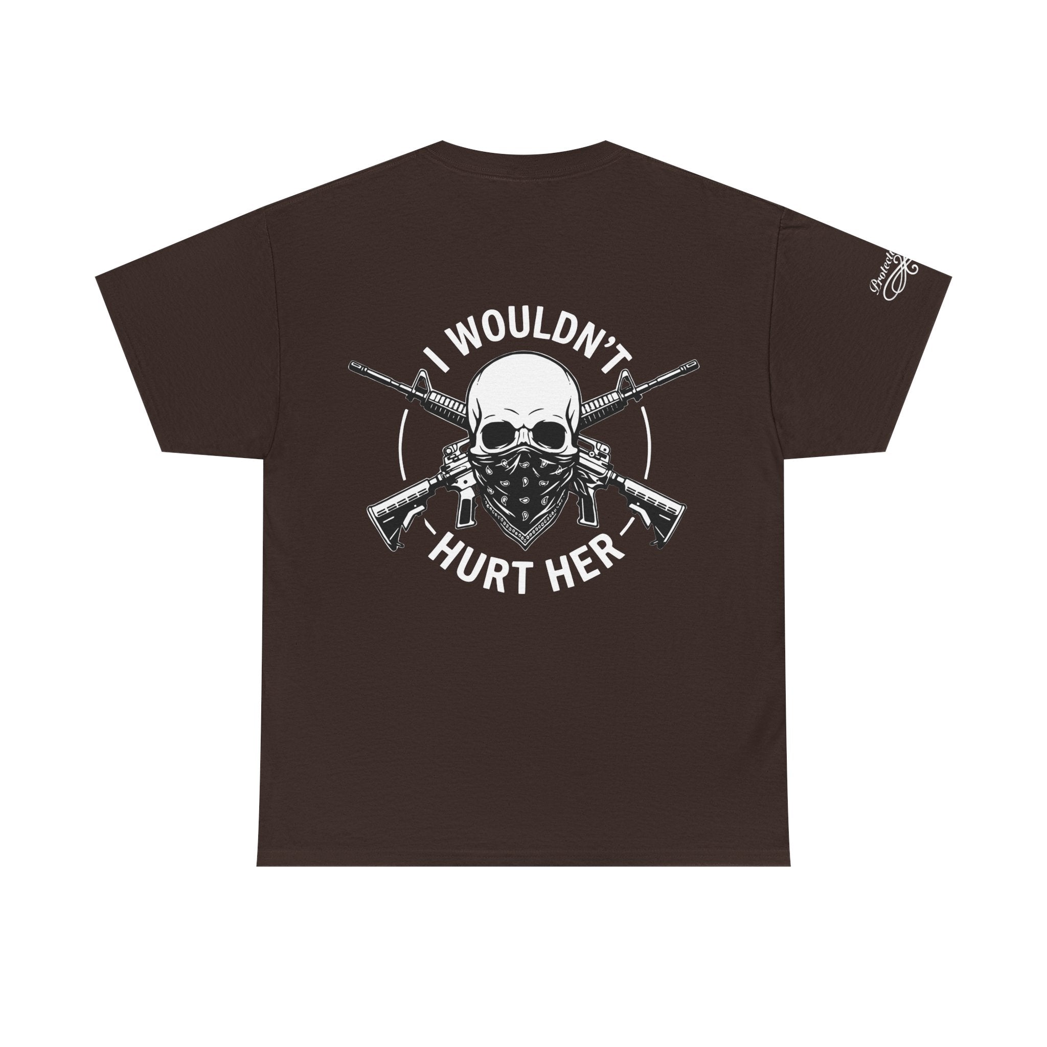 Protective Dad-Assault Rifle T-Shirt | Here’s Your Warning | White Font