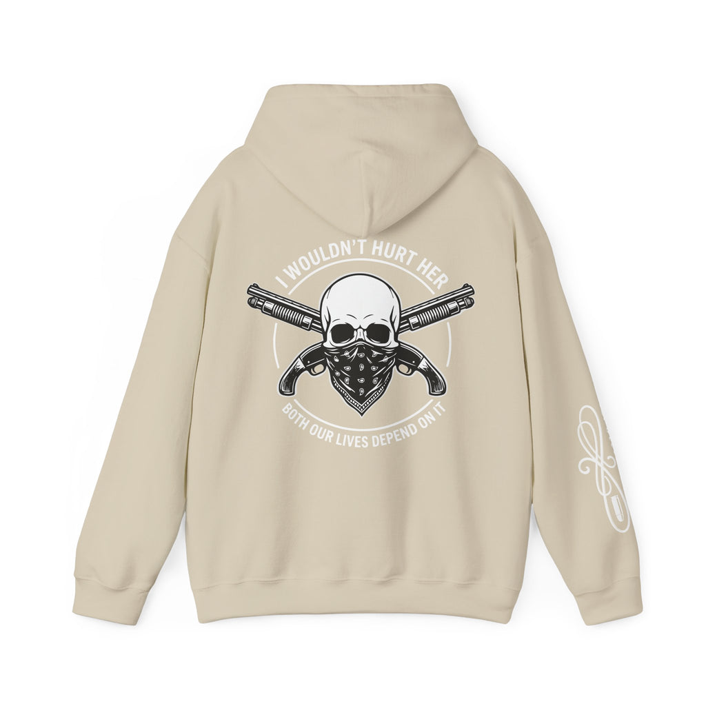 Protective Dad-Sawed Off Shotguns Hoodie | Here’s Your Warning | White Font