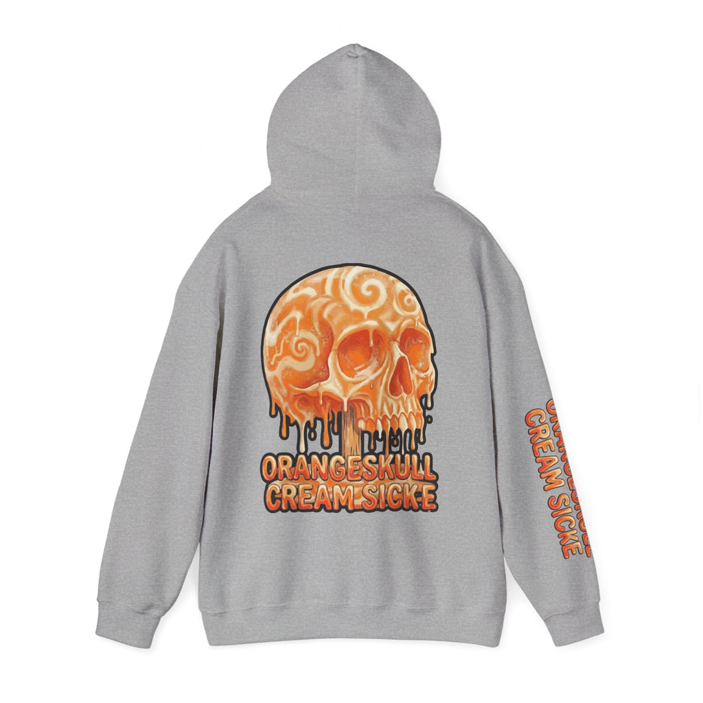 Skullcream-Orangeskull Cream Sickle Hoodie | Dripping Skull Graphic