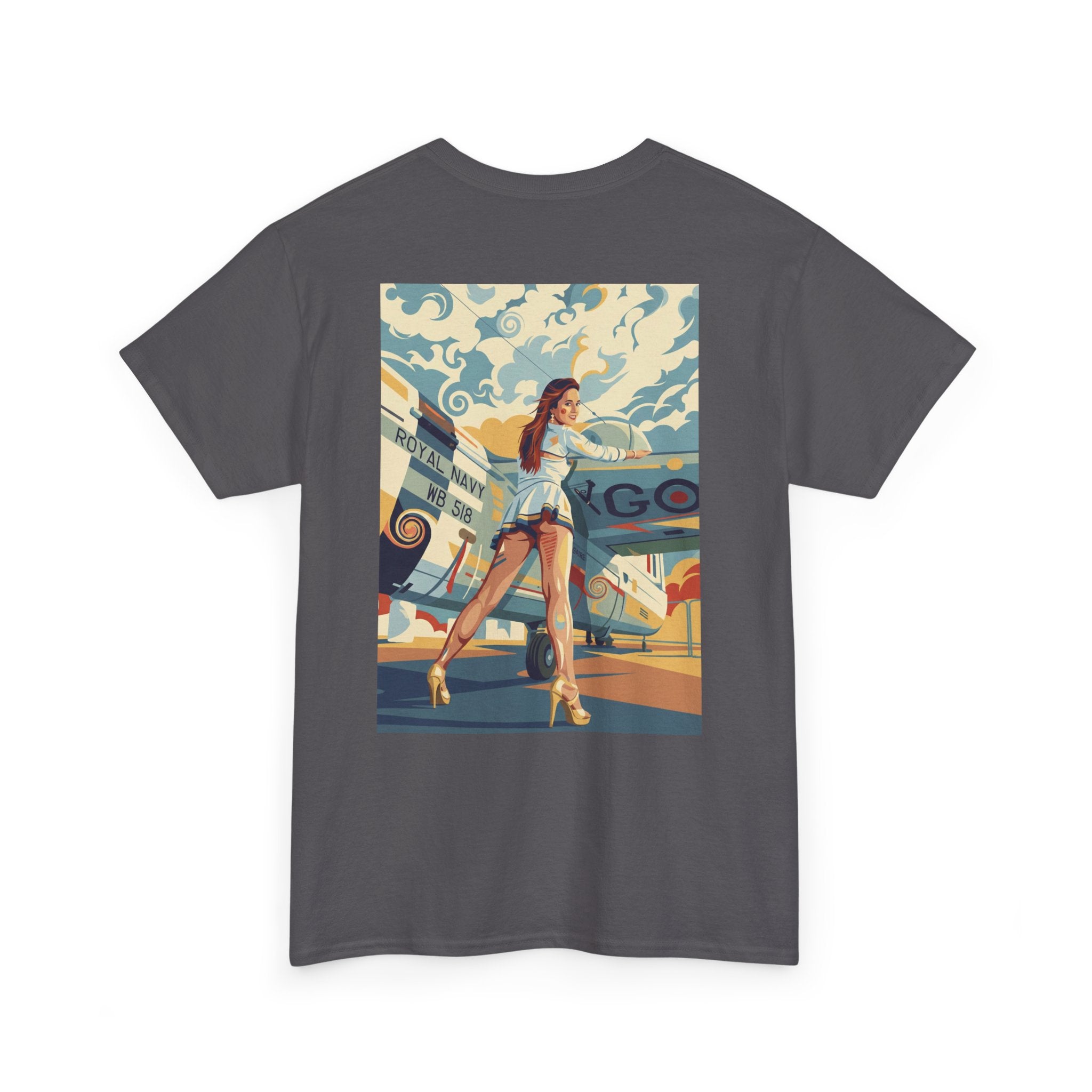 Yes Sir-Pin Up Stewardess T-Shirt | Parental Advisory  for the Bearded