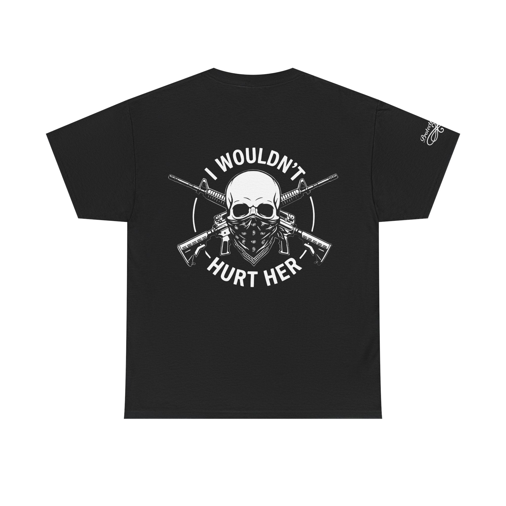 Protective Dad-Assault Rifle T-Shirt | Here’s Your Warning | White Font