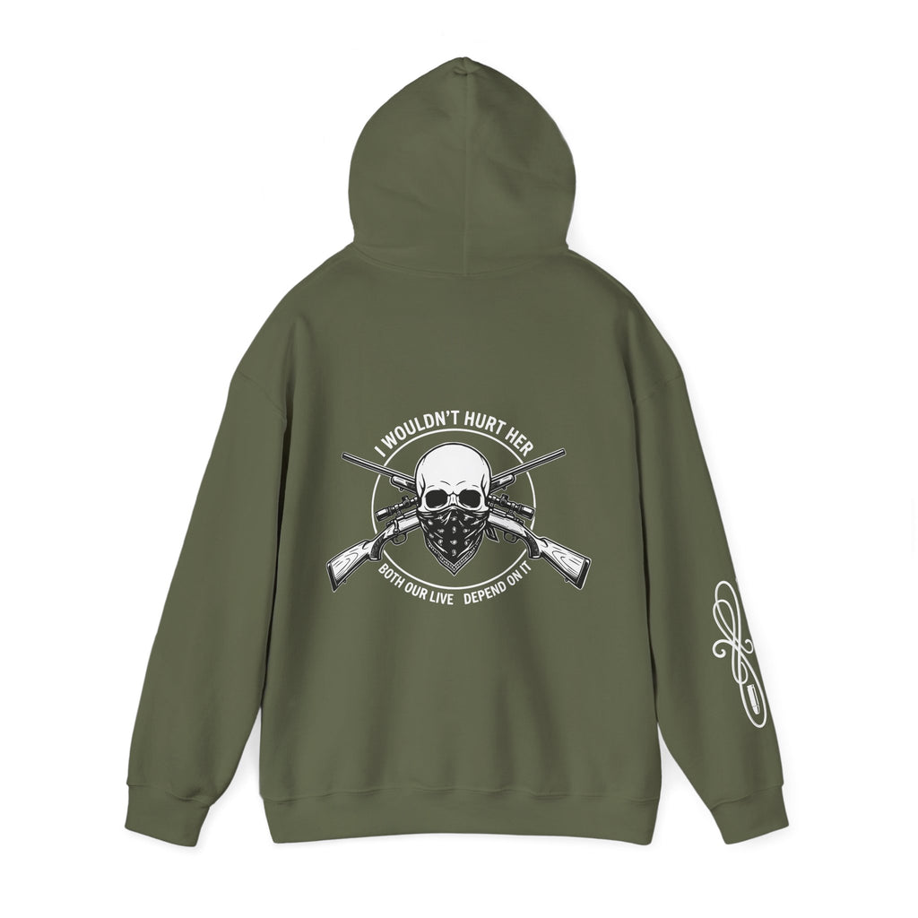 Protective Dad-Rifles Hoodie | Here’s Your Warning | White Font