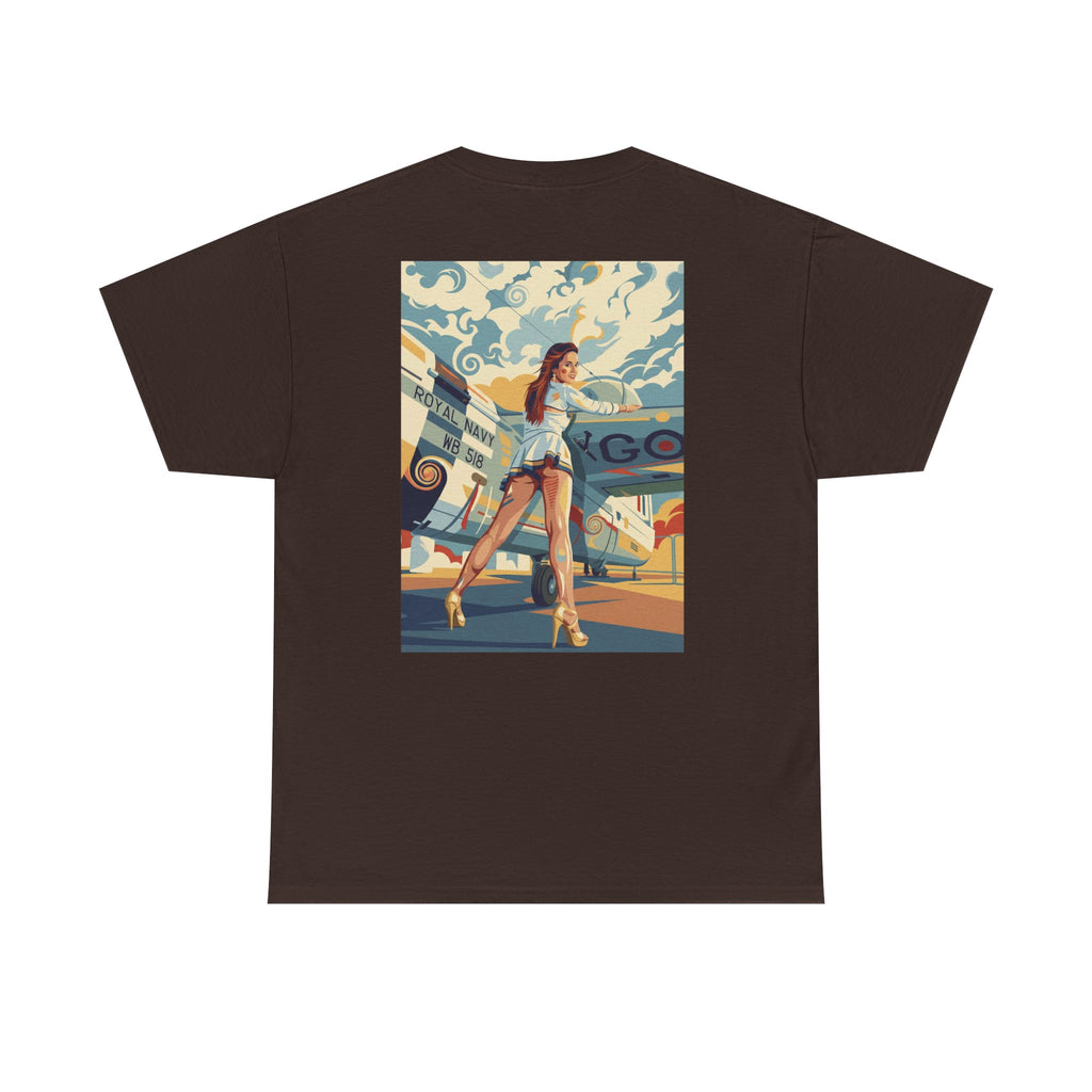Yes Sir-Pin Up Stewardess T-Shirt | Parental Advisory  for the Bearded