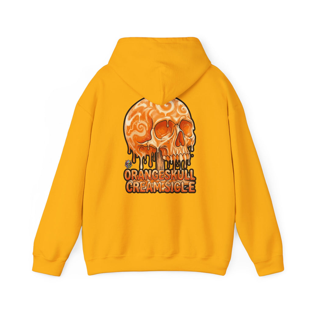 Skullcream-Orangeskull Cream Sickle Hoodie | Dripping Skull Graphic