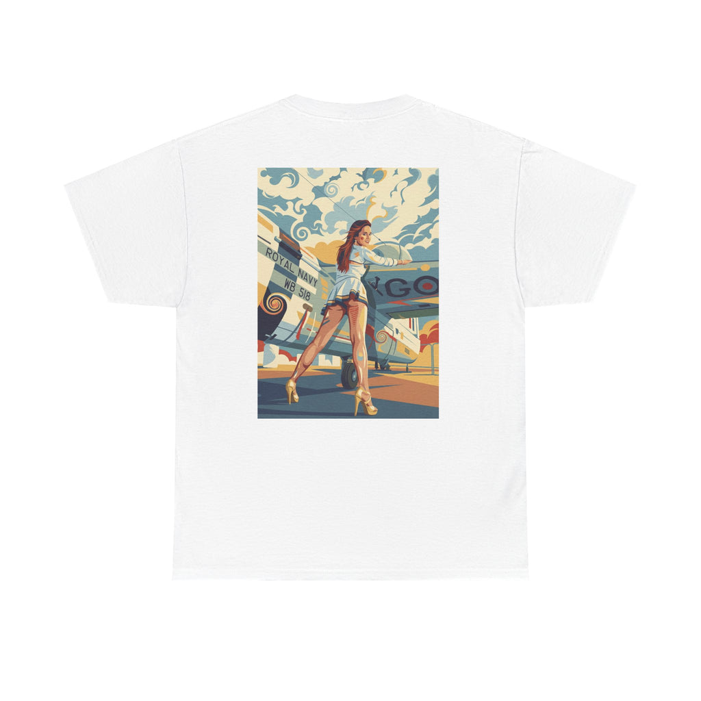 Yes Sir-Pin Up Stewardess T-Shirt | Parental Advisory  for the Bearded