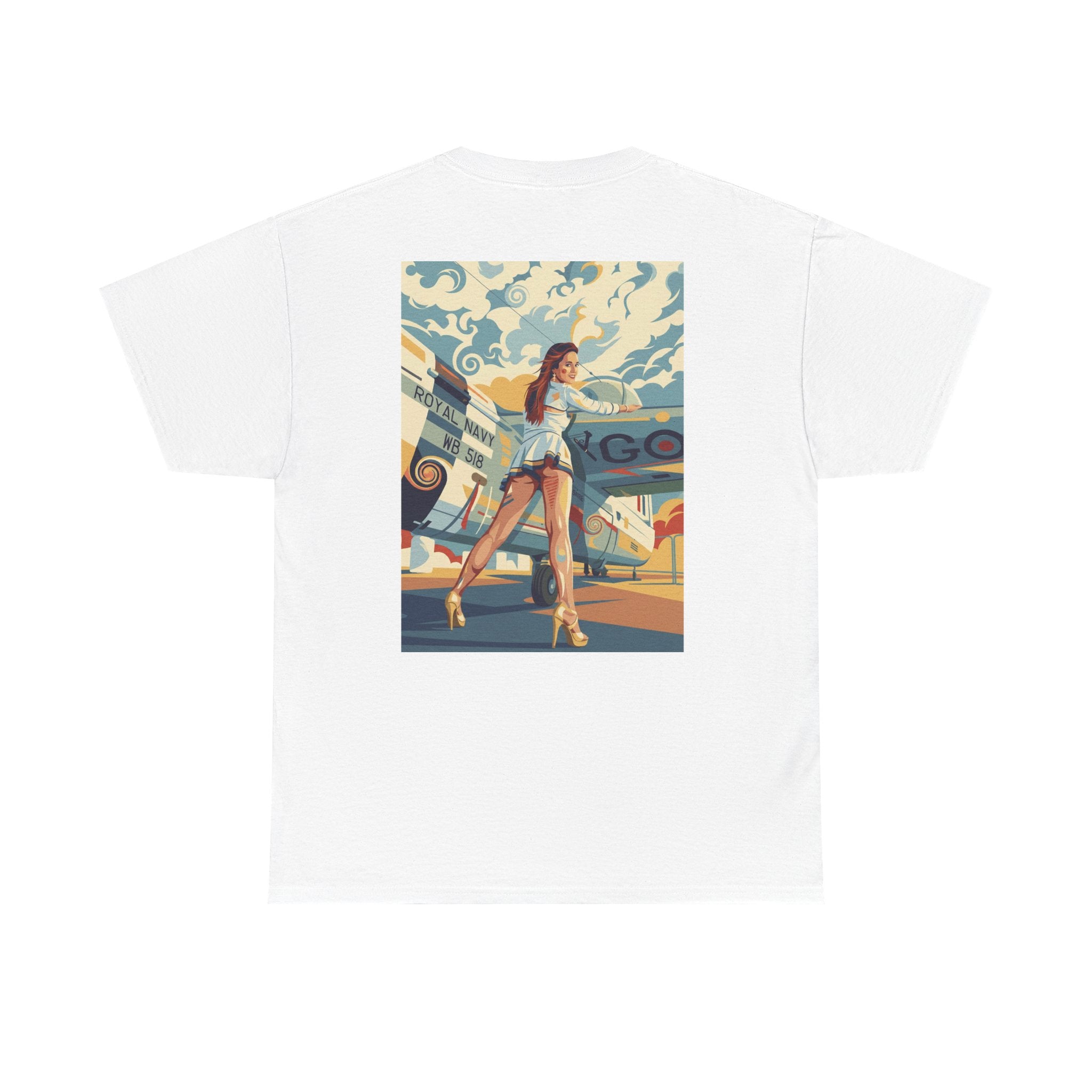 Yes Sir-Pin Up Stewardess T-Shirt | Parental Advisory  for the Bearded