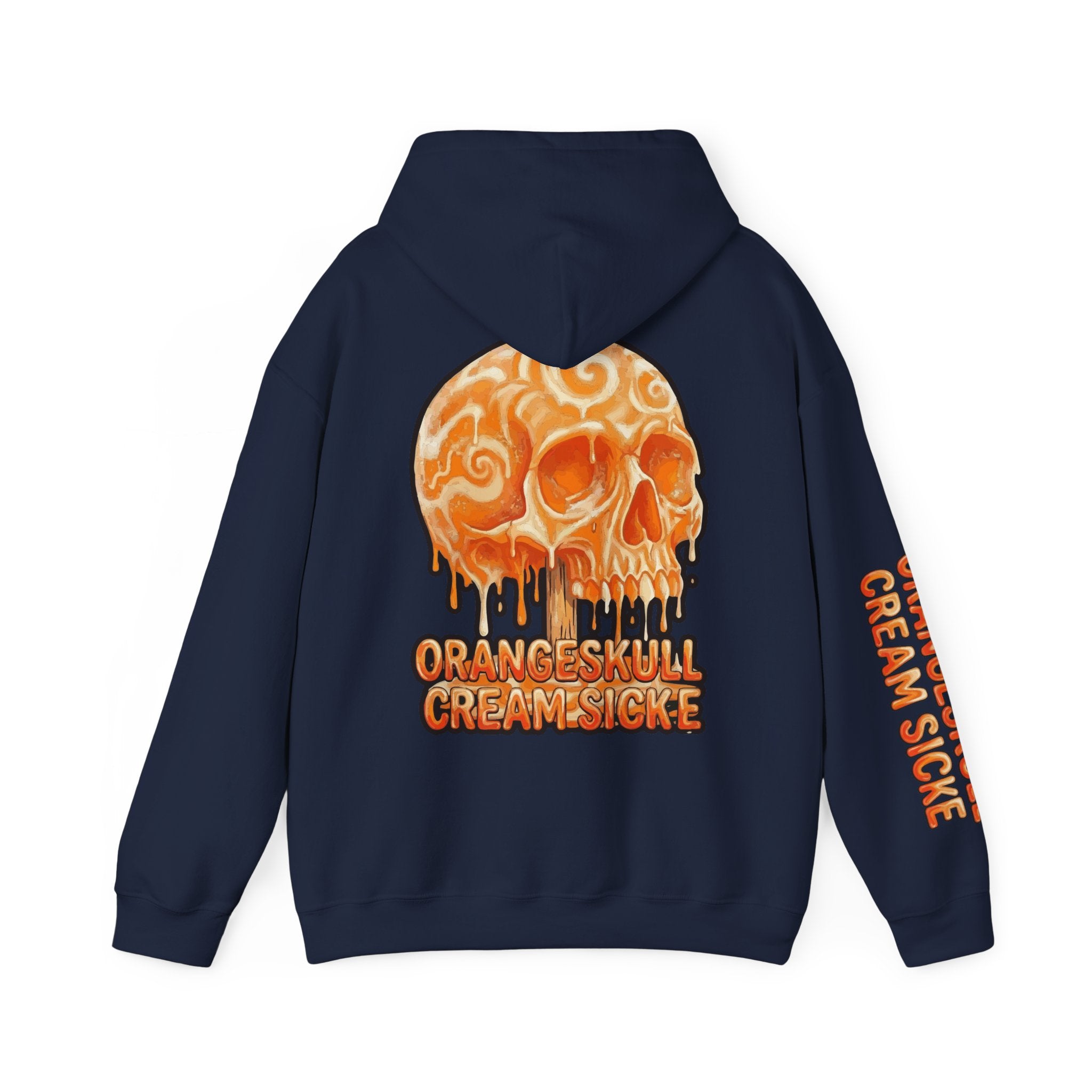 Skullcream-Orangeskull Cream Sickle Hoodie | Dripping Skull Graphic