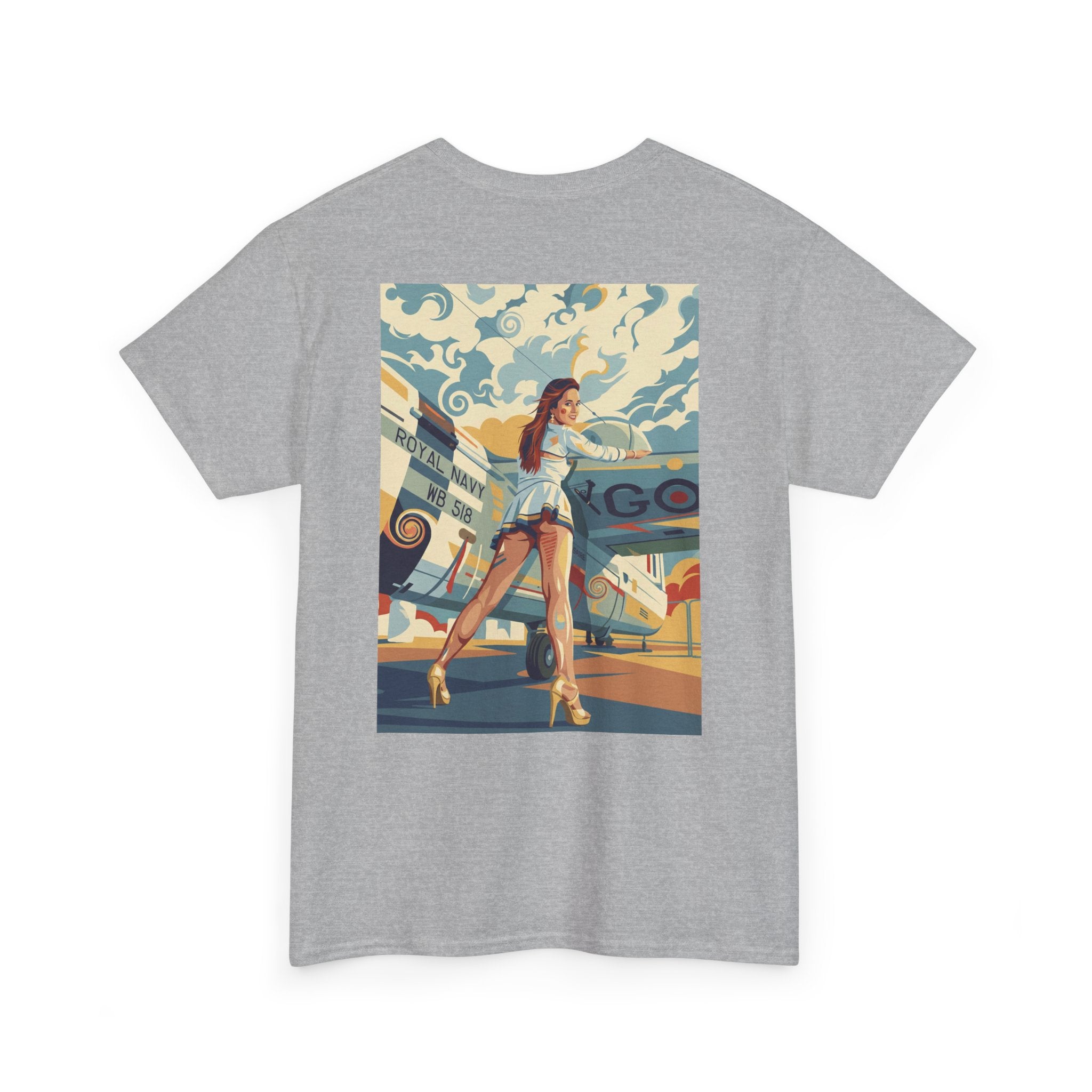 Yes Sir-Pin Up Stewardess T-Shirt | Parental Advisory  for the Bearded