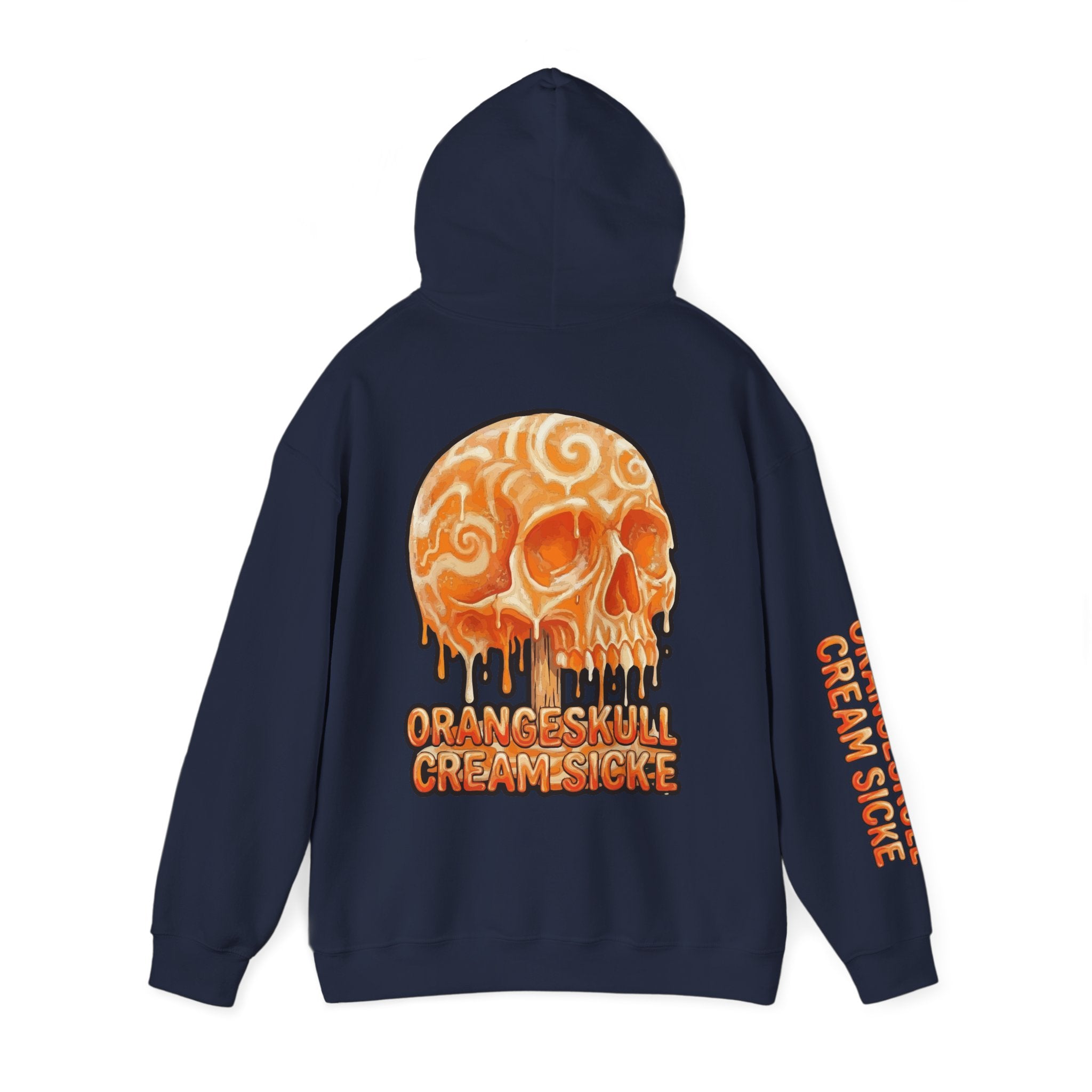 Skullcream-Orangeskull Cream Sickle Hoodie | Dripping Skull Graphic