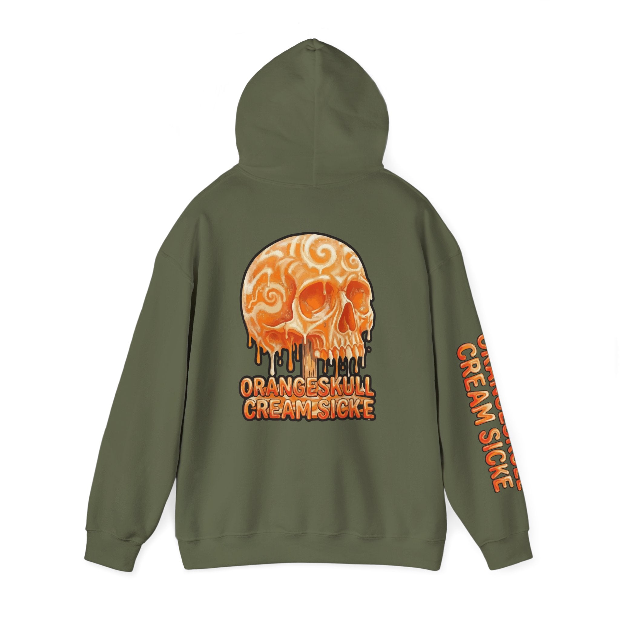 Skullcream-Orangeskull Cream Sickle Hoodie | Dripping Skull Graphic