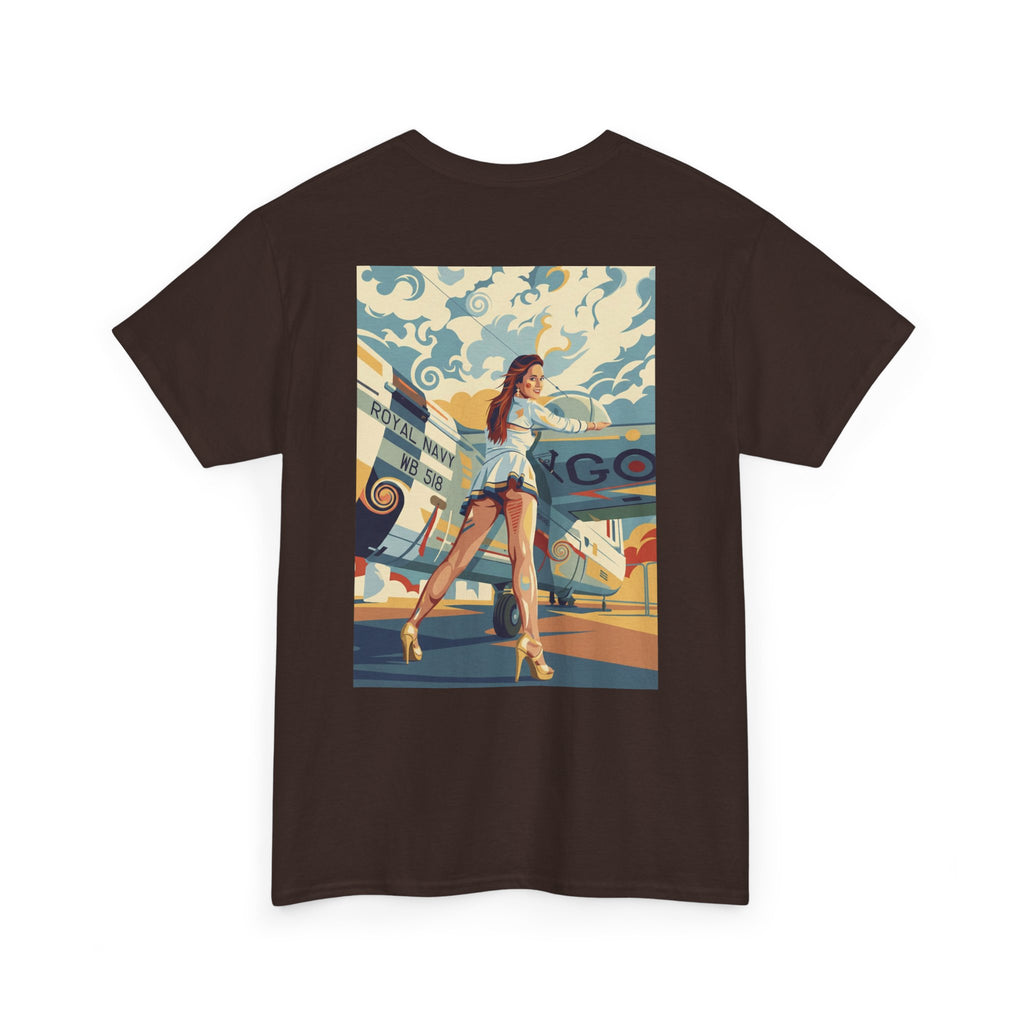 Yes Sir-Pin Up Stewardess T-Shirt | Parental Advisory  for the Bearded