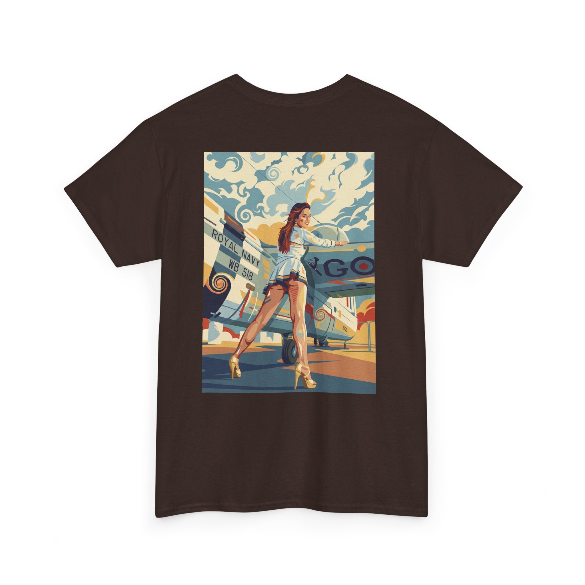 Yes Sir-Pin Up Stewardess T-Shirt | Parental Advisory  for the Bearded