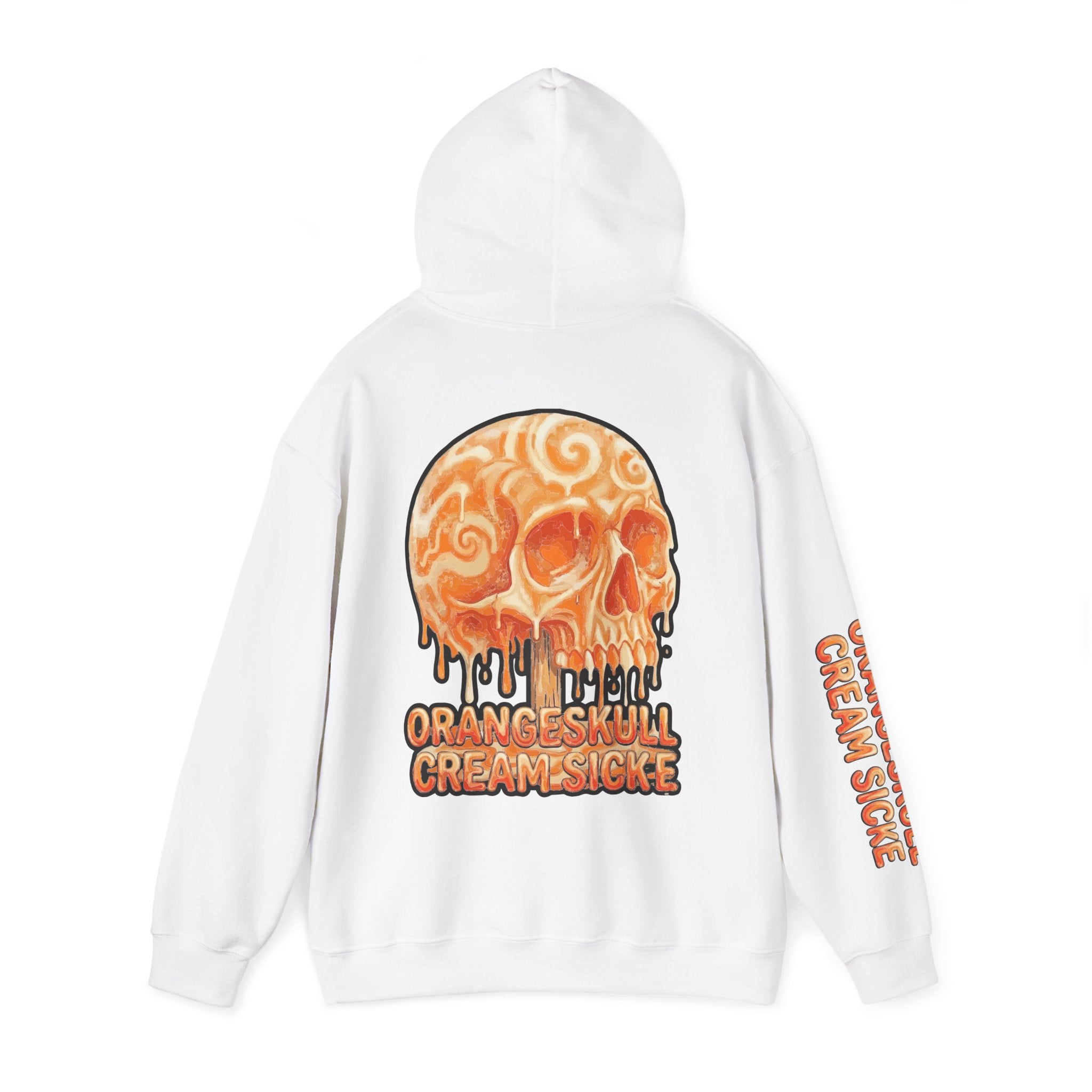 Skullcream-Orangeskull Cream Sickle Hoodie | Dripping Skull Graphic