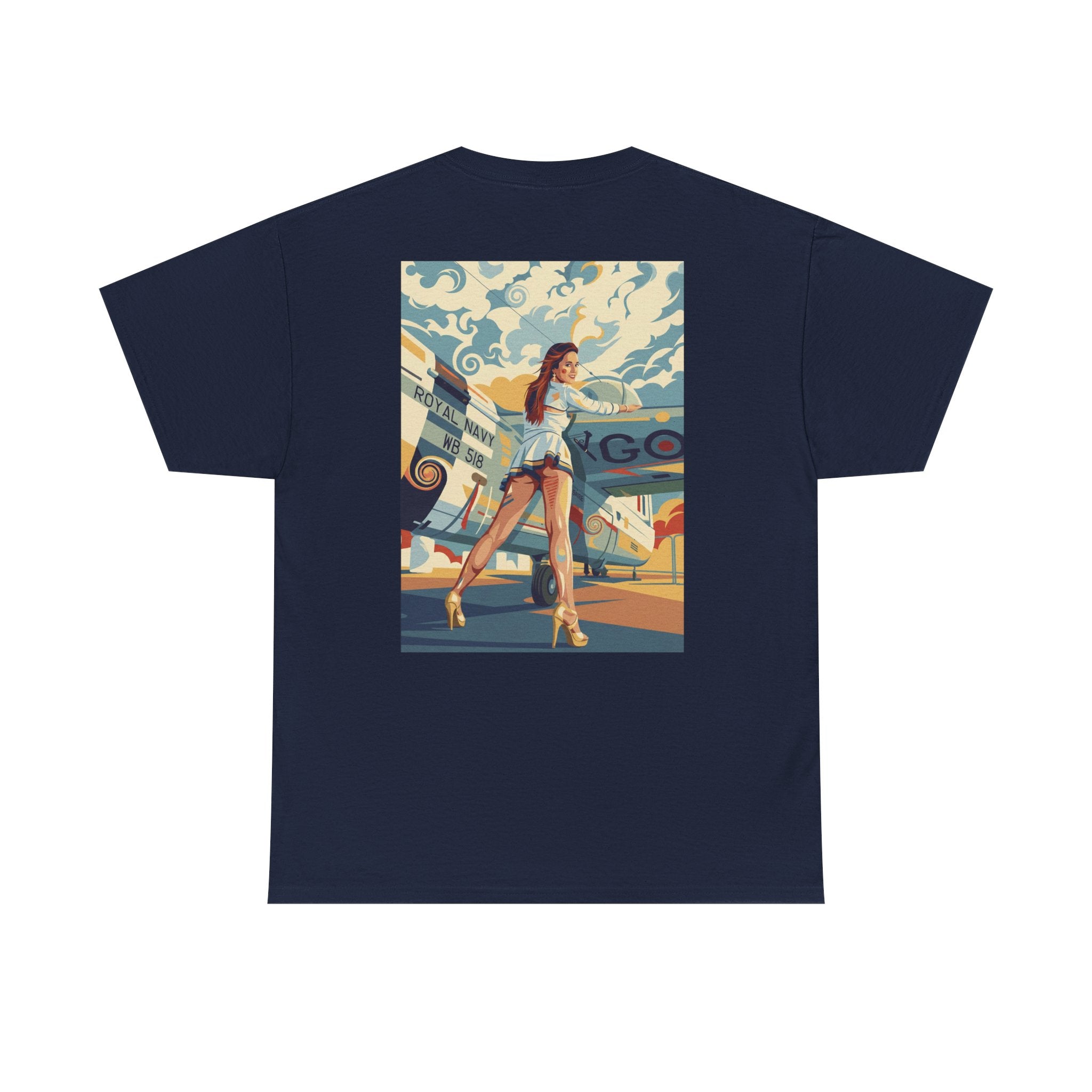 Yes Sir-Pin Up Stewardess T-Shirt | Parental Advisory  for the Bearded