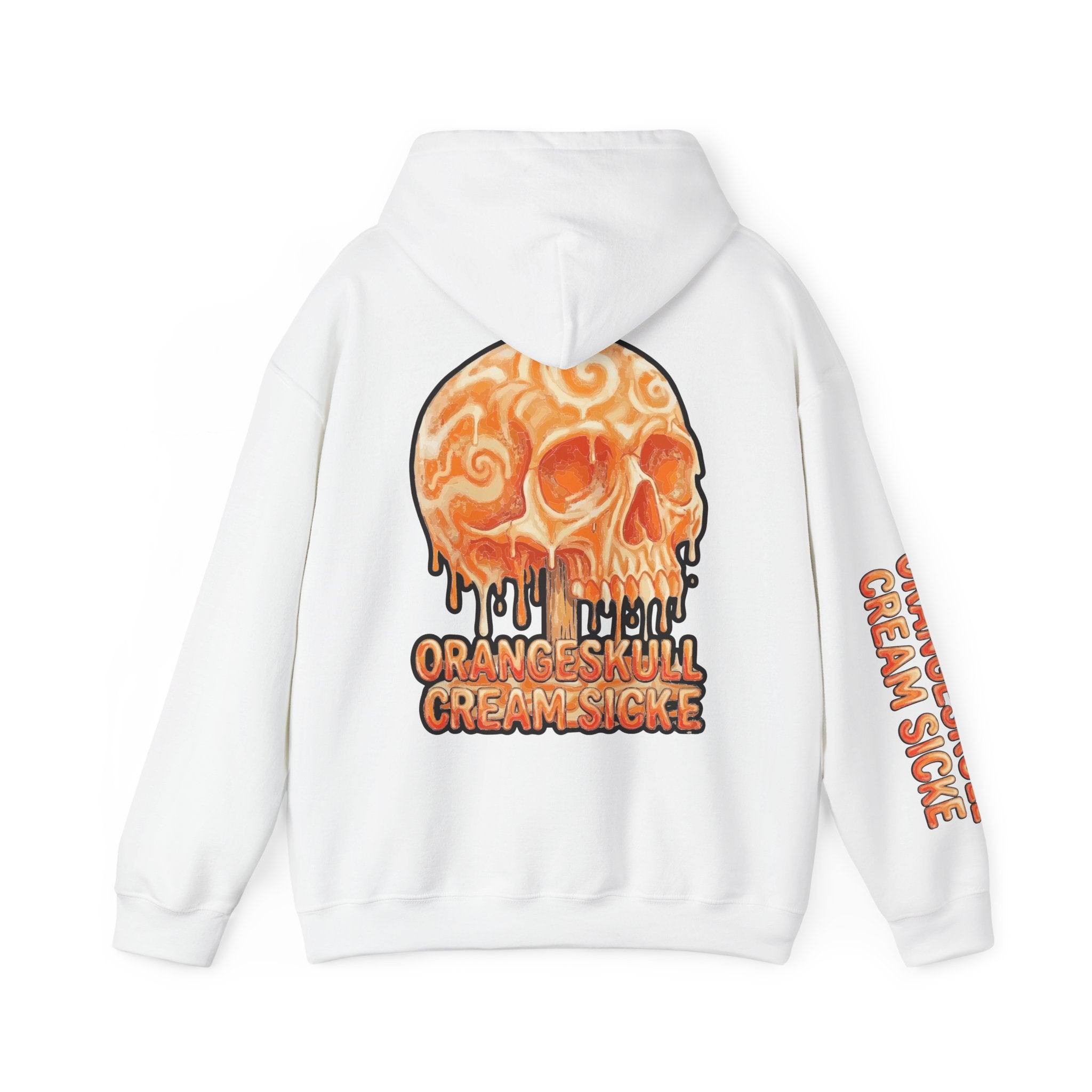 Skullcream-Orangeskull Cream Sickle Hoodie | Dripping Skull Graphic