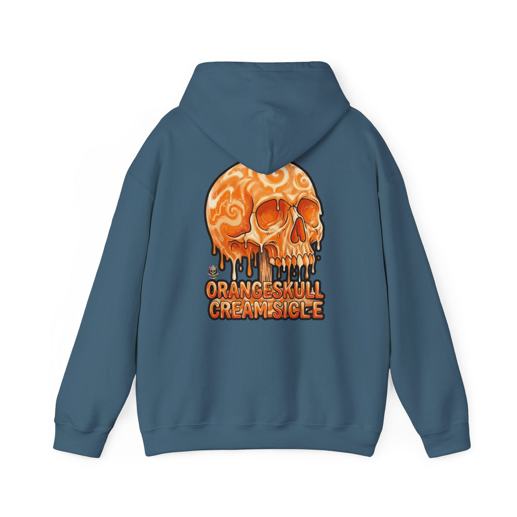 Skullcream-Orangeskull Cream Sickle Hoodie | Dripping Skull Graphic