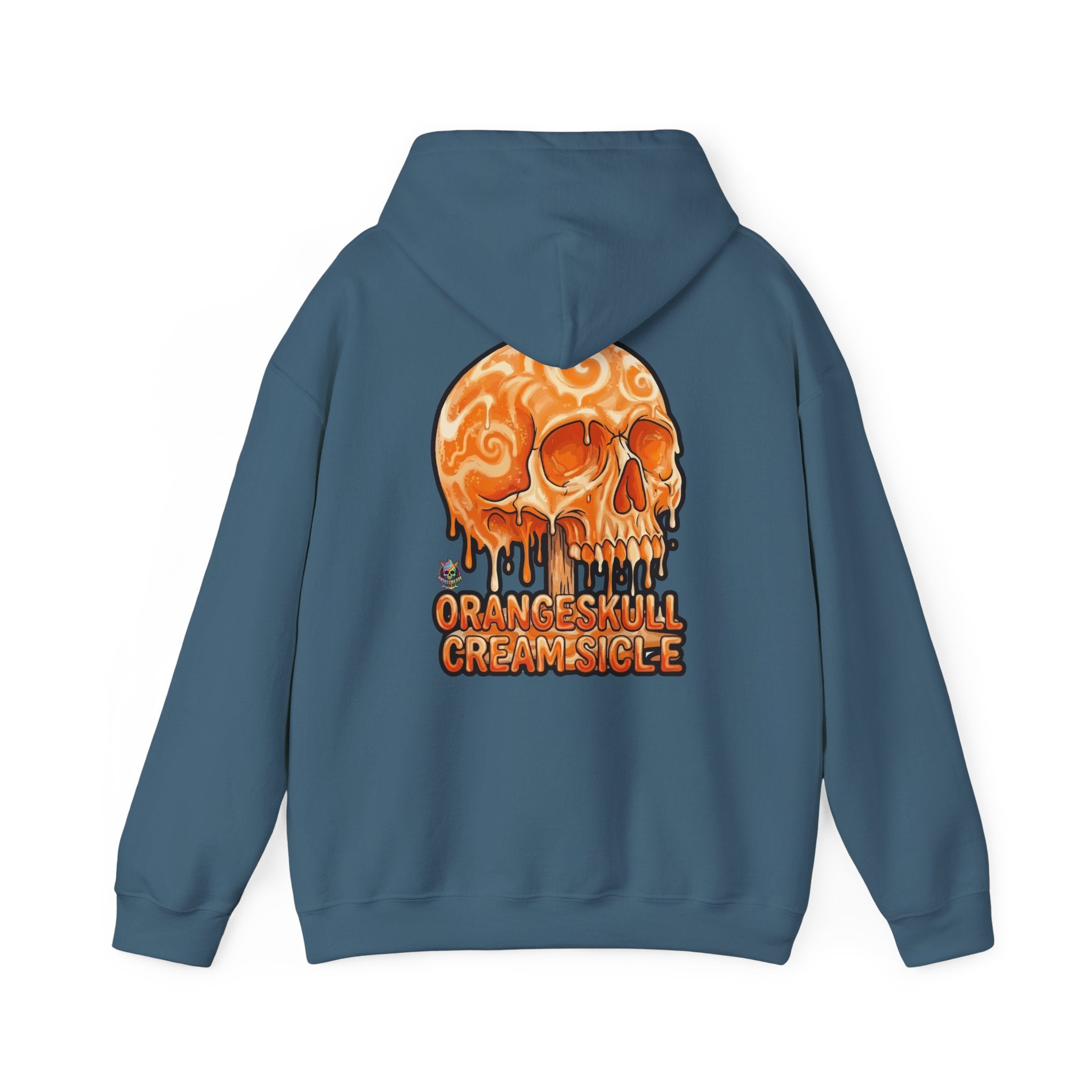 Skullcream-Orangeskull Cream Sickle Hoodie | Dripping Skull Graphic