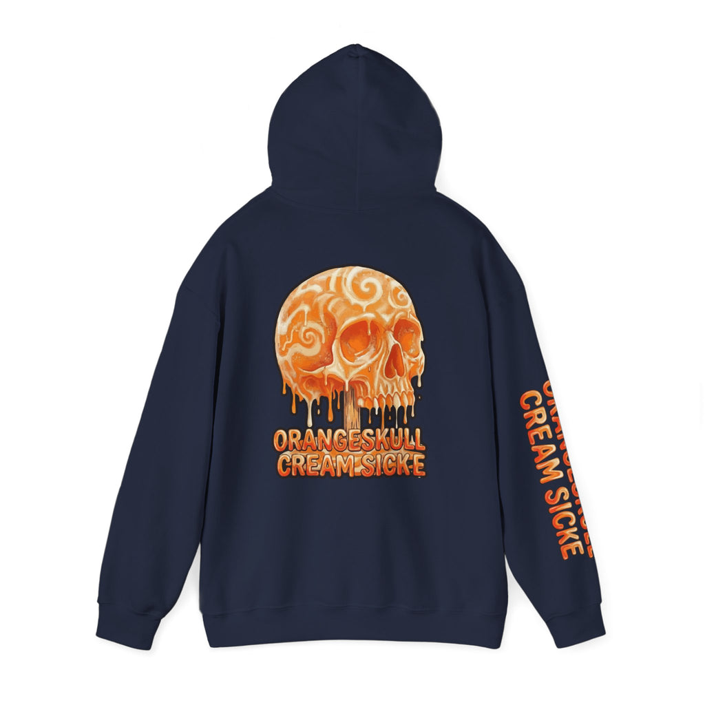 Skullcream-Orangeskull Cream Sickle Hoodie | Dripping Skull Graphic