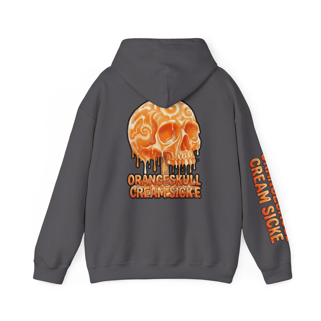 Skullcream-Orangeskull Cream Sickle Hoodie | Dripping Skull Graphic