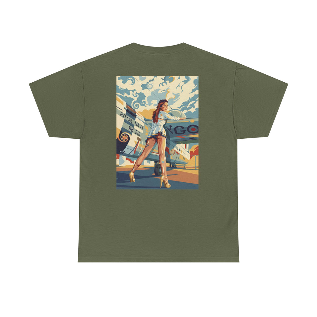 Yes Sir-Pin Up Stewardess T-Shirt | Parental Advisory  for the Bearded