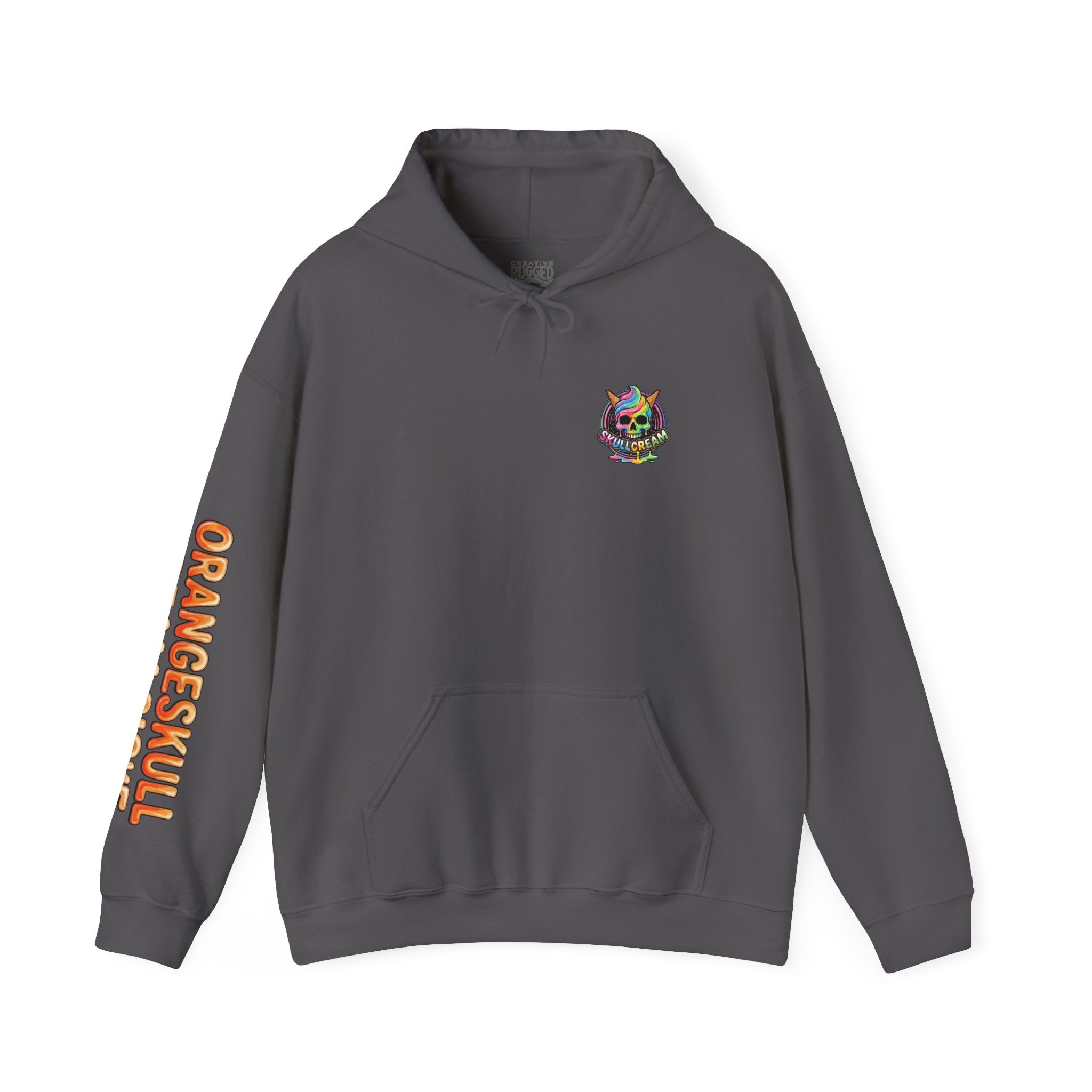 Skullcream-Orangeskull Cream Sickle Hoodie | Dripping Skull Graphic