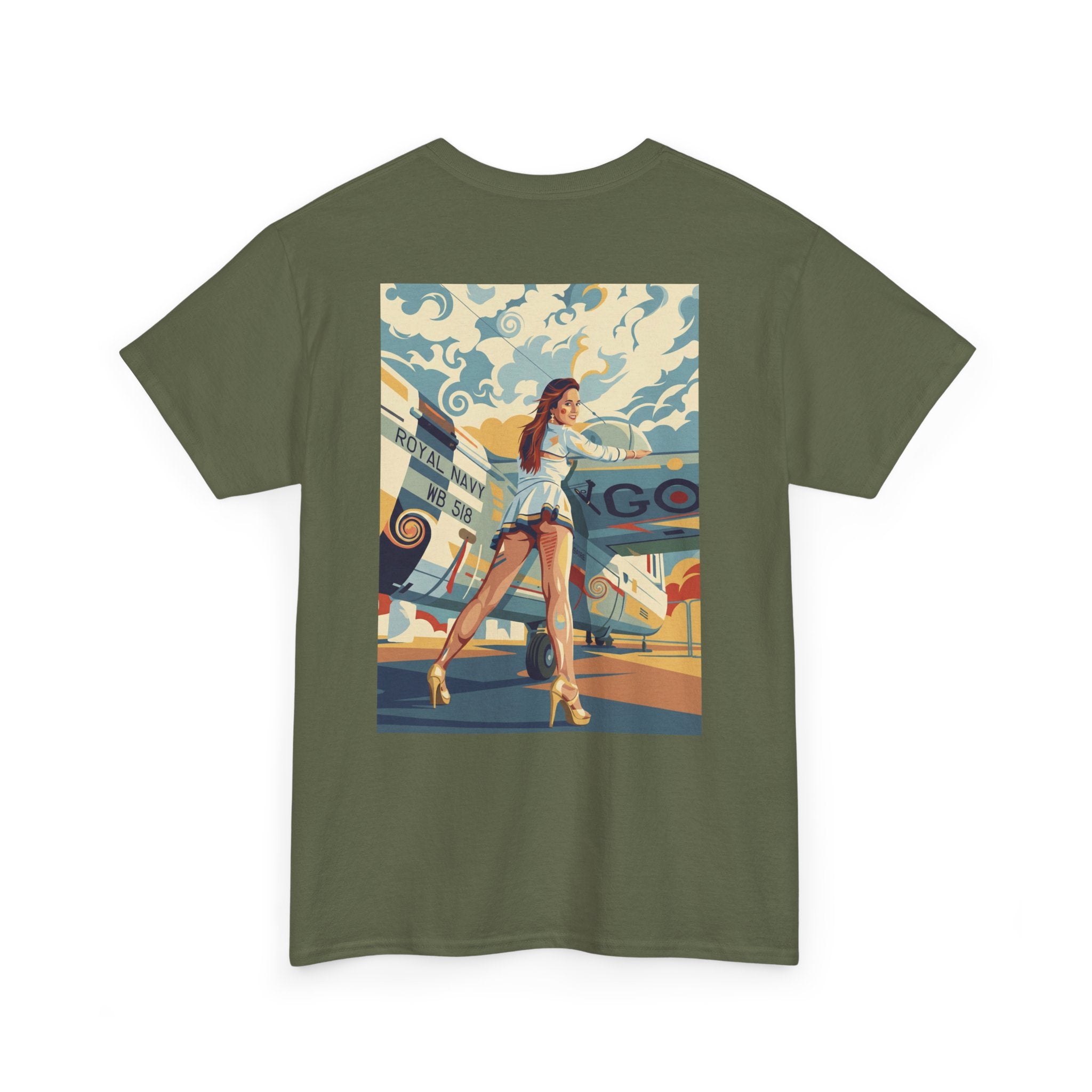 Yes Sir-Pin Up Stewardess T-Shirt | Parental Advisory  for the Bearded