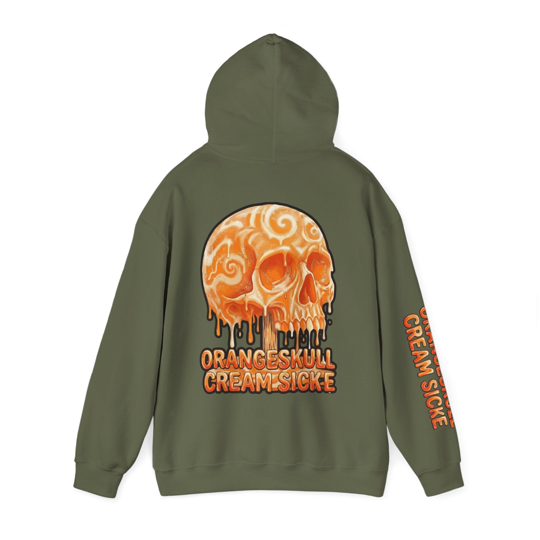 Skullcream-Orangeskull Cream Sickle Hoodie | Dripping Skull Graphic