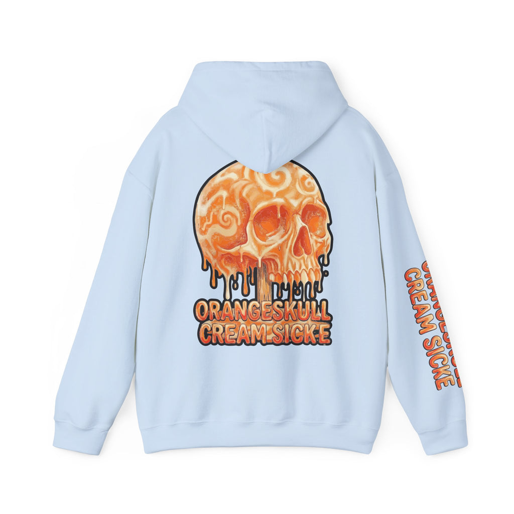 Skullcream-Orangeskull Cream Sickle Hoodie | Dripping Skull Graphic