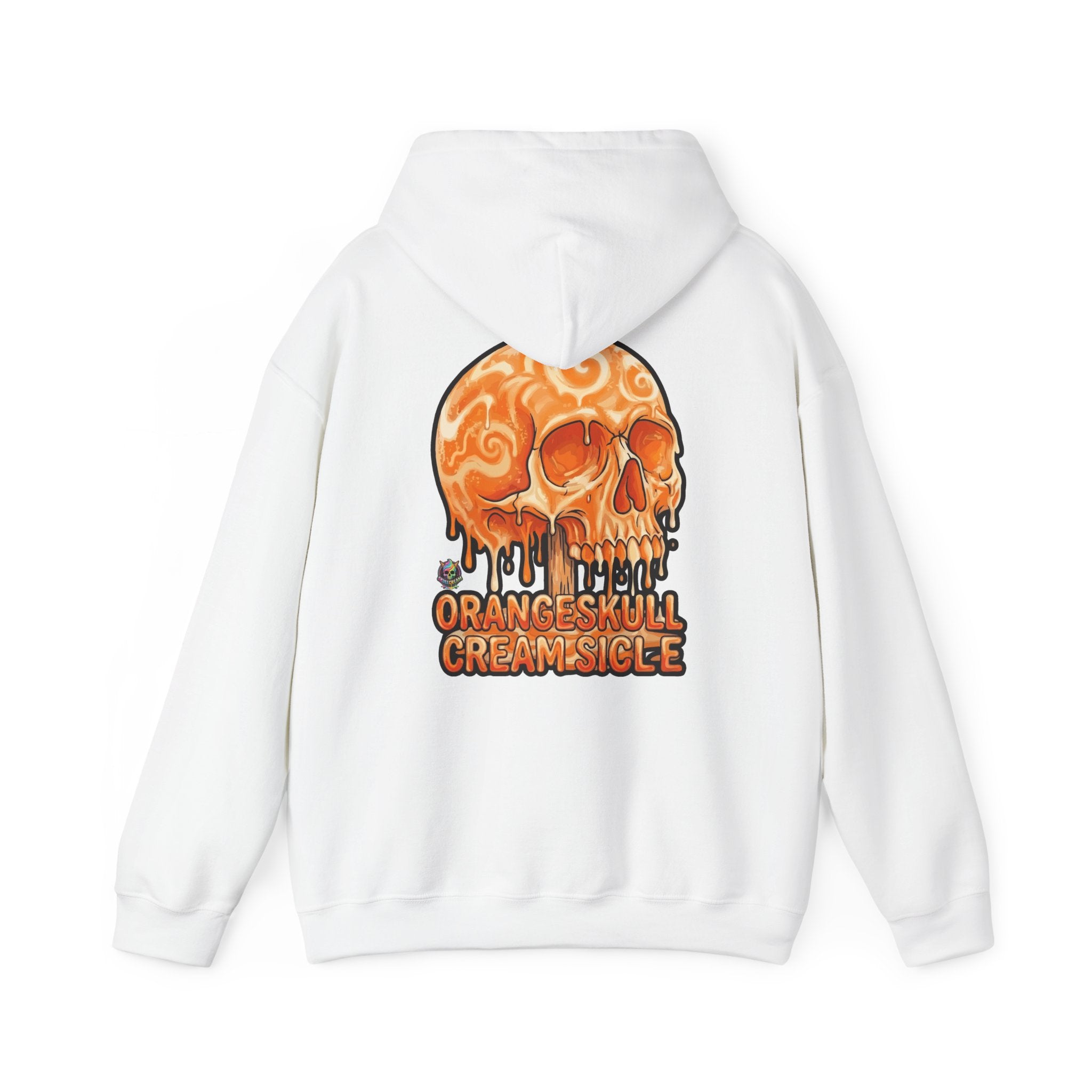 Skullcream-Orangeskull Cream Sickle Hoodie | Dripping Skull Graphic