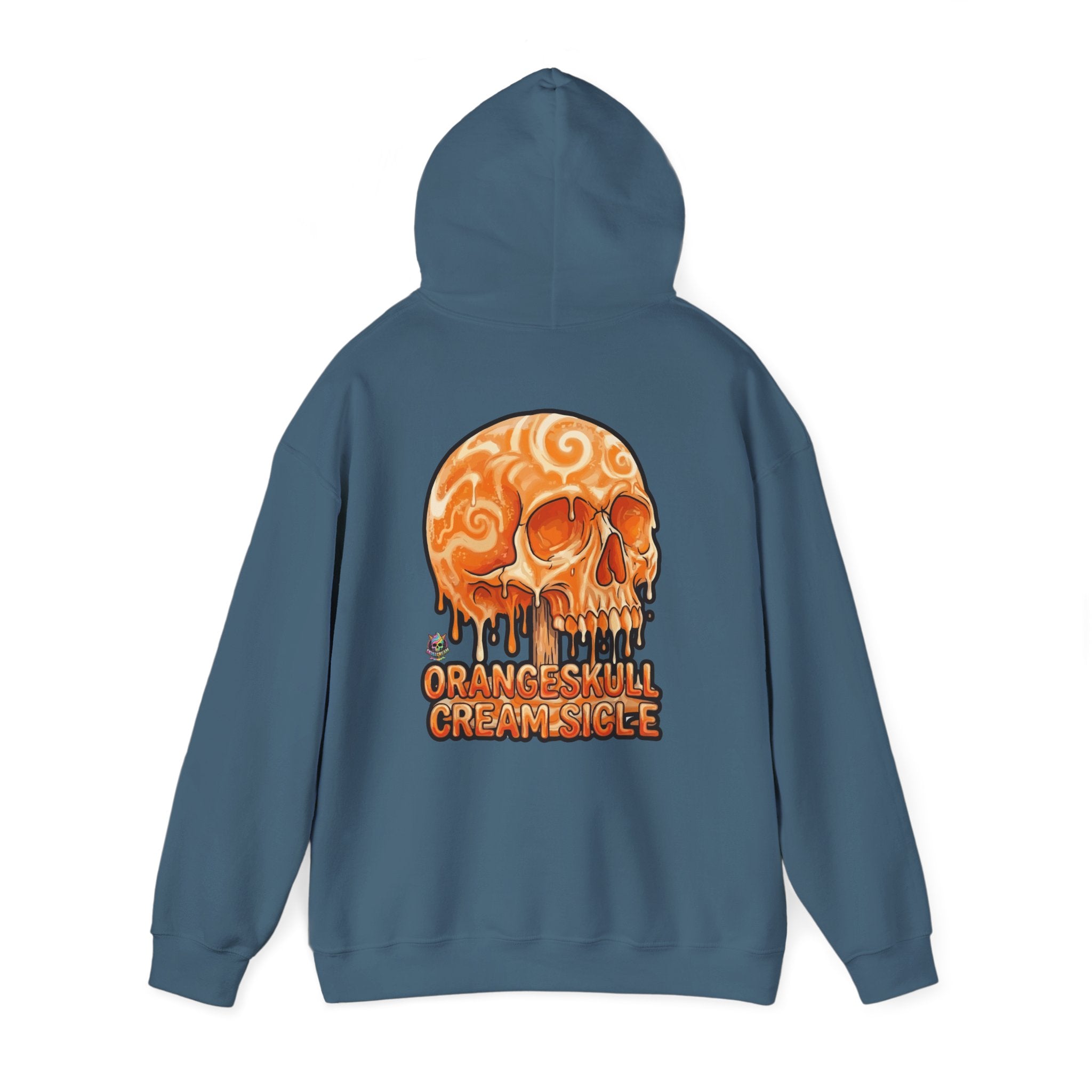 Skullcream-Orangeskull Cream Sickle Hoodie | Dripping Skull Graphic