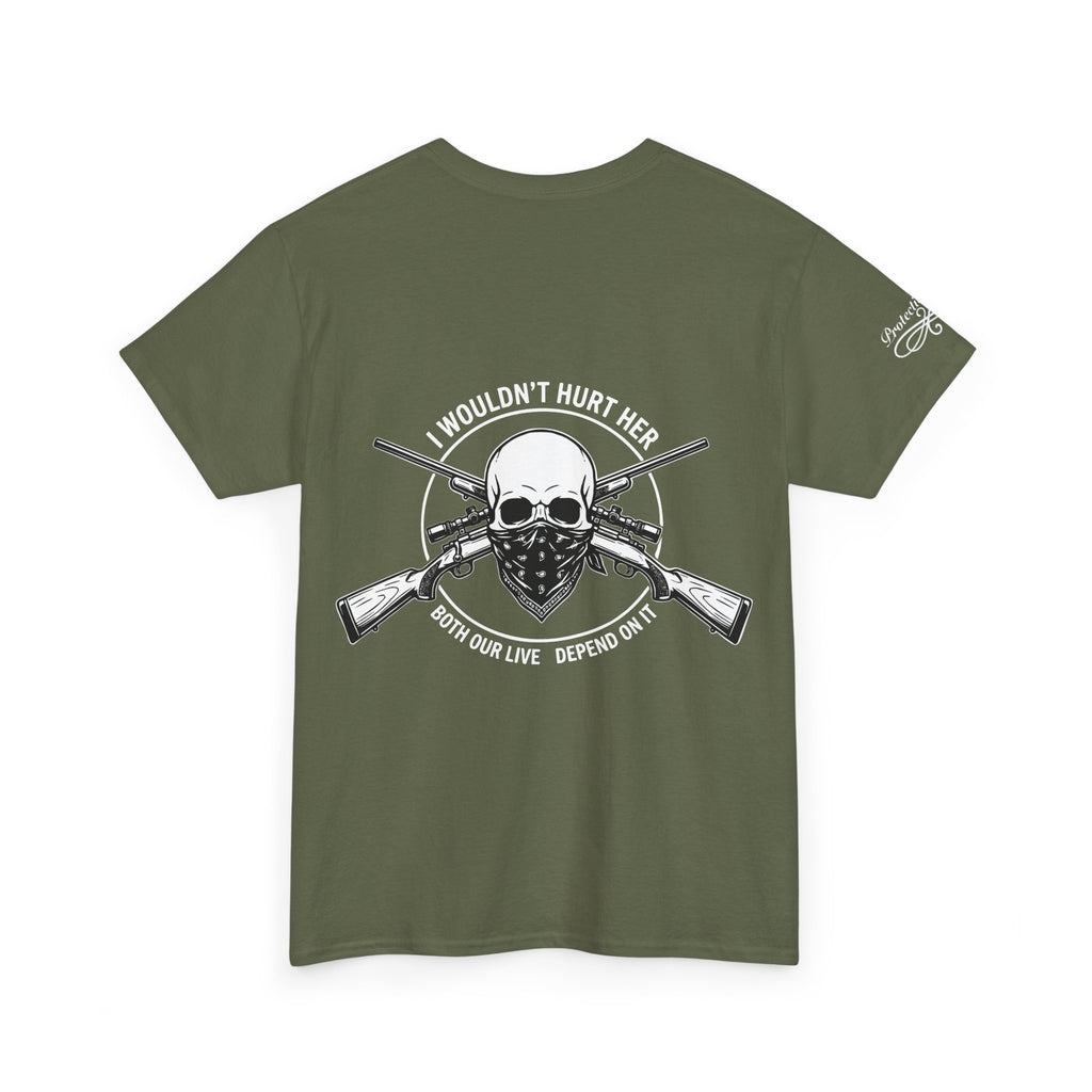 Protective Dad-Rifles T-Shirt | Here’s Your Warning | White Font