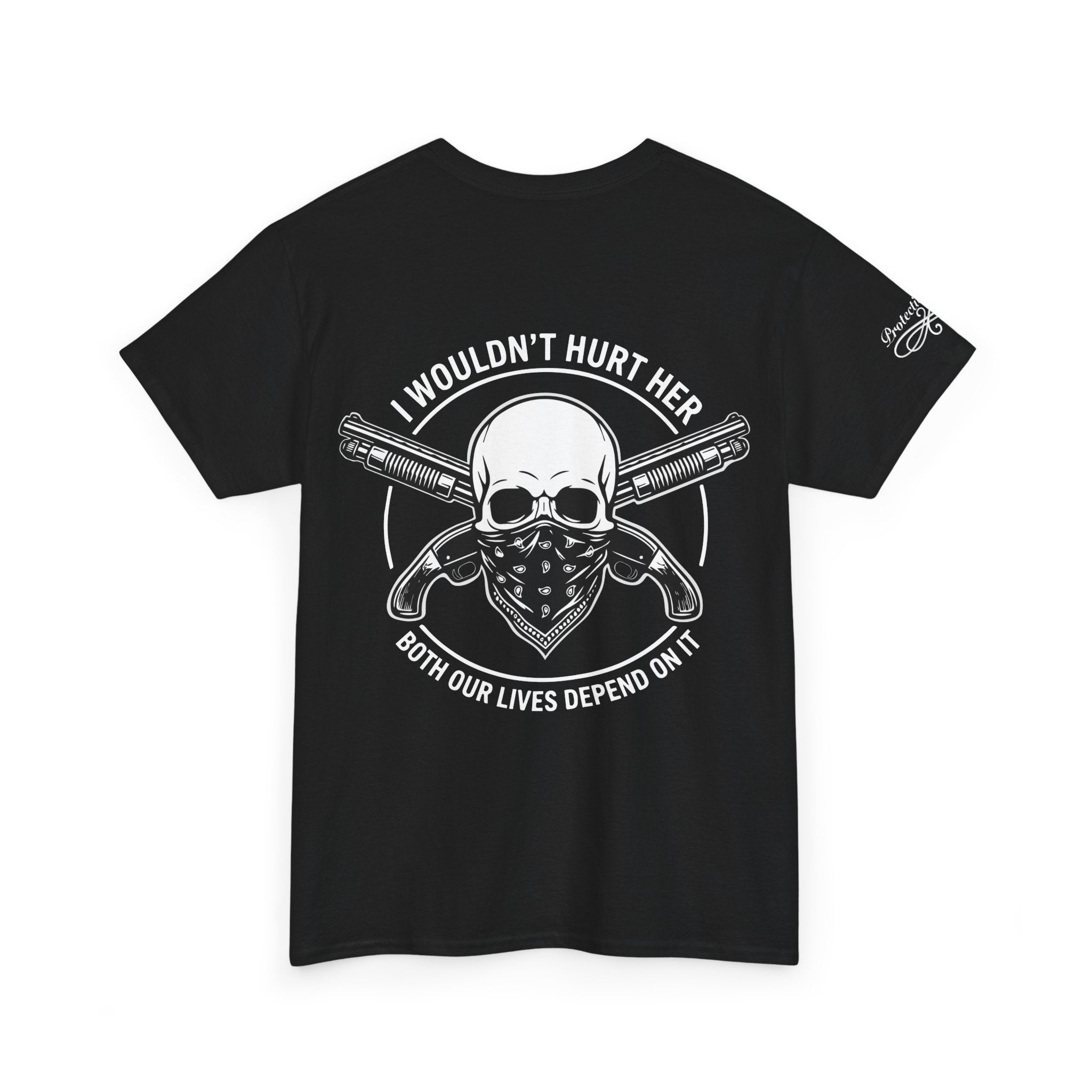 Protective Dad-Assault Rifle T-Shirt | Here’s Your Warning | White Font