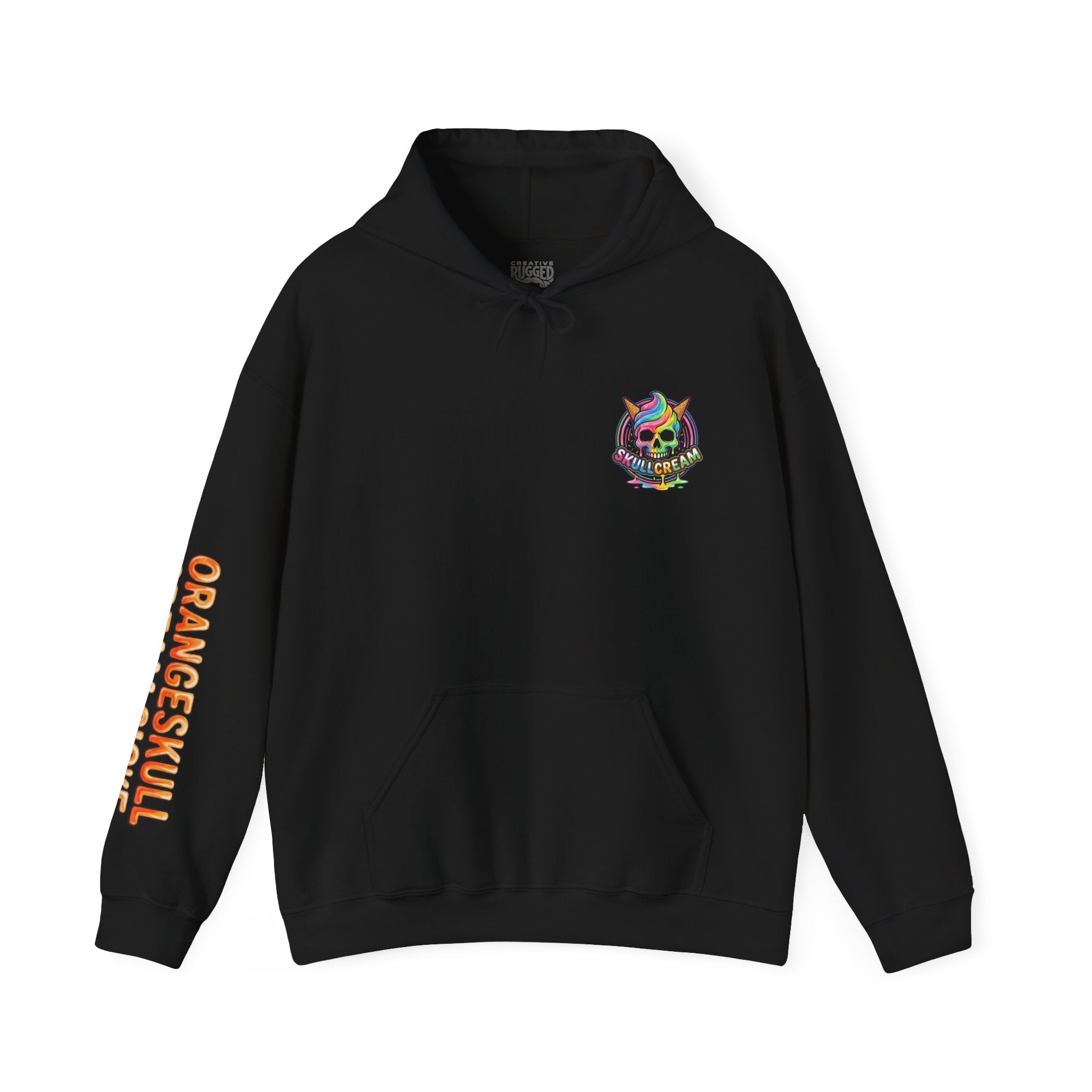 Skullcream-Orangeskull Cream Sickle Hoodie | Dripping Skull Graphic