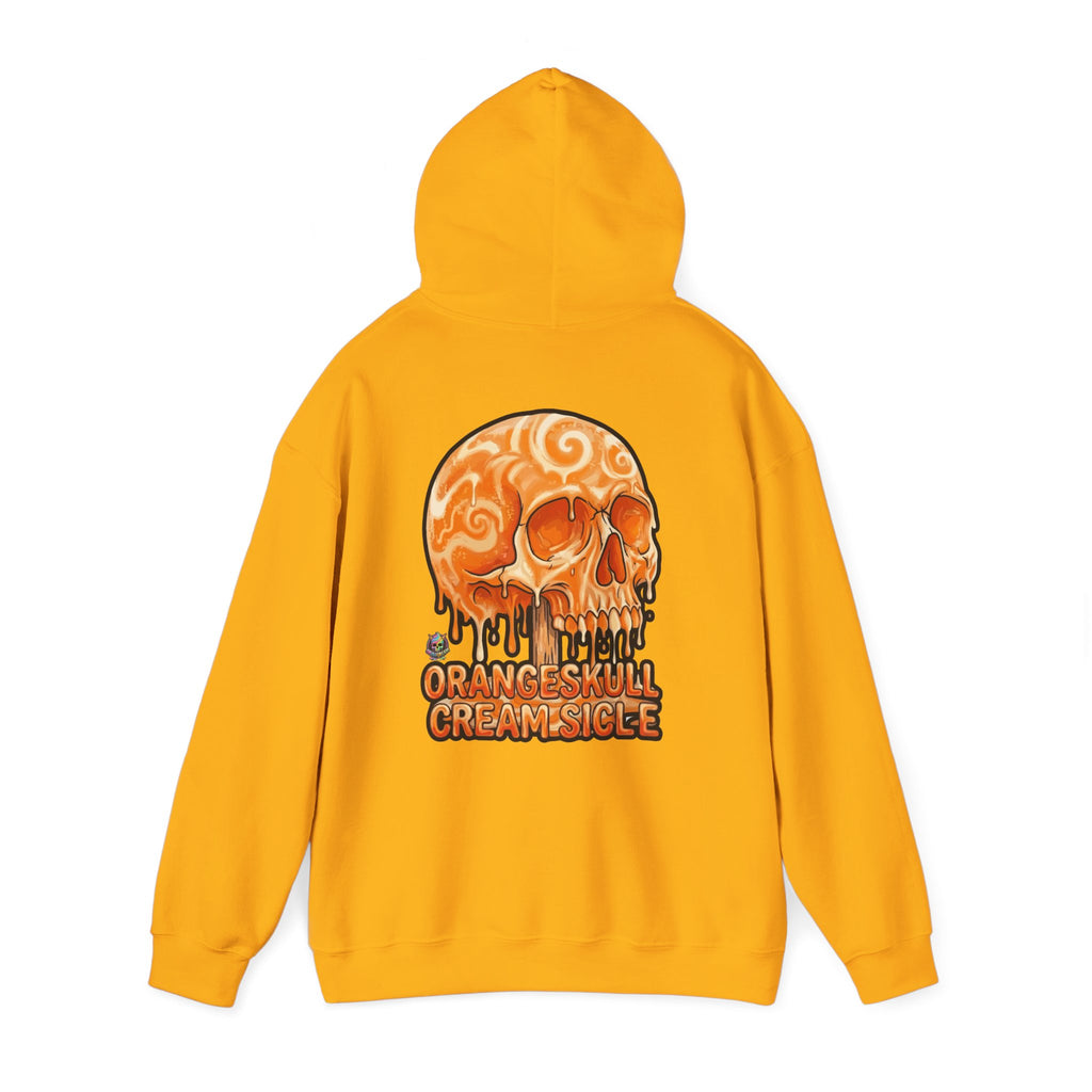 Skullcream-Orangeskull Cream Sickle Hoodie | Dripping Skull Graphic