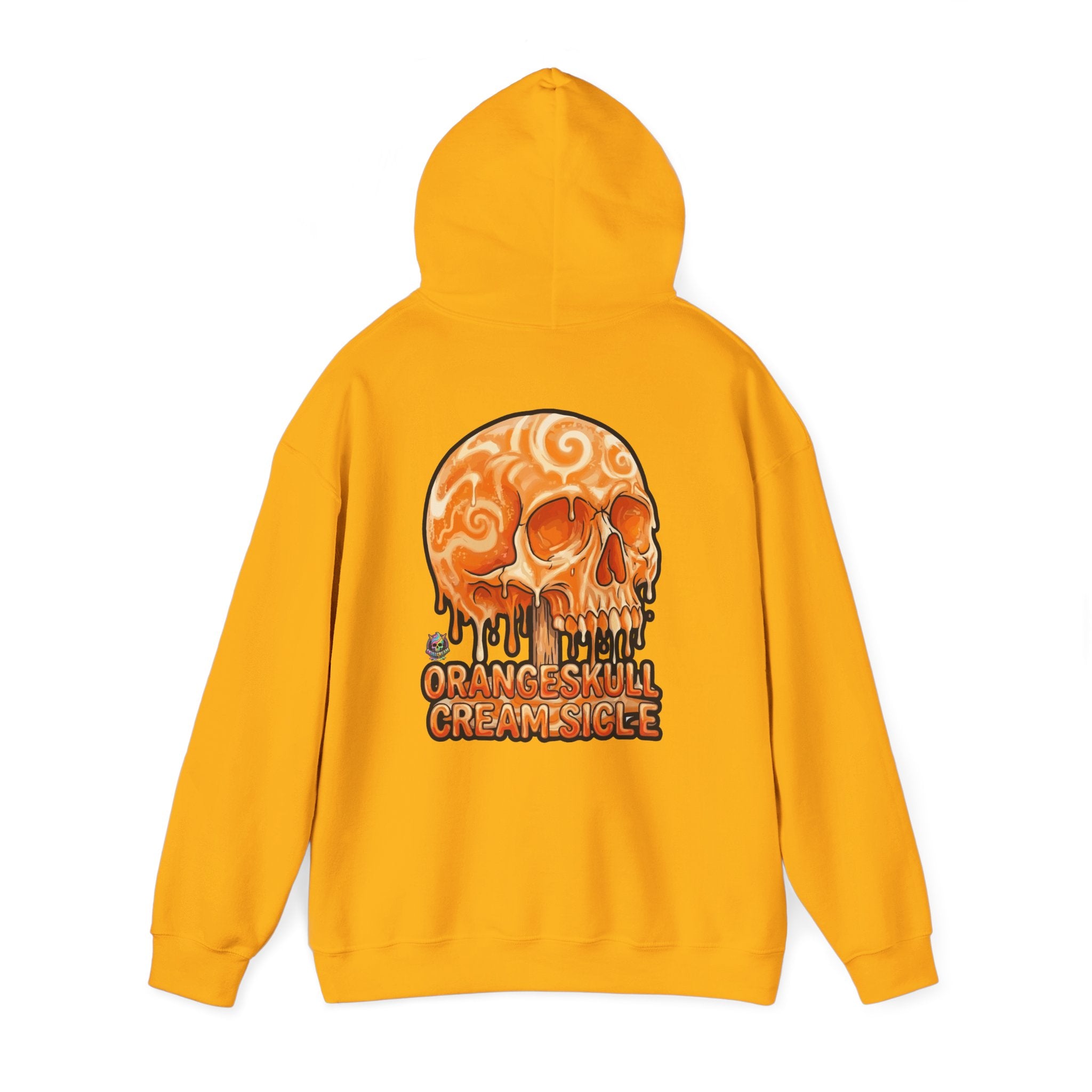 Skullcream-Orangeskull Cream Sickle Hoodie | Dripping Skull Graphic
