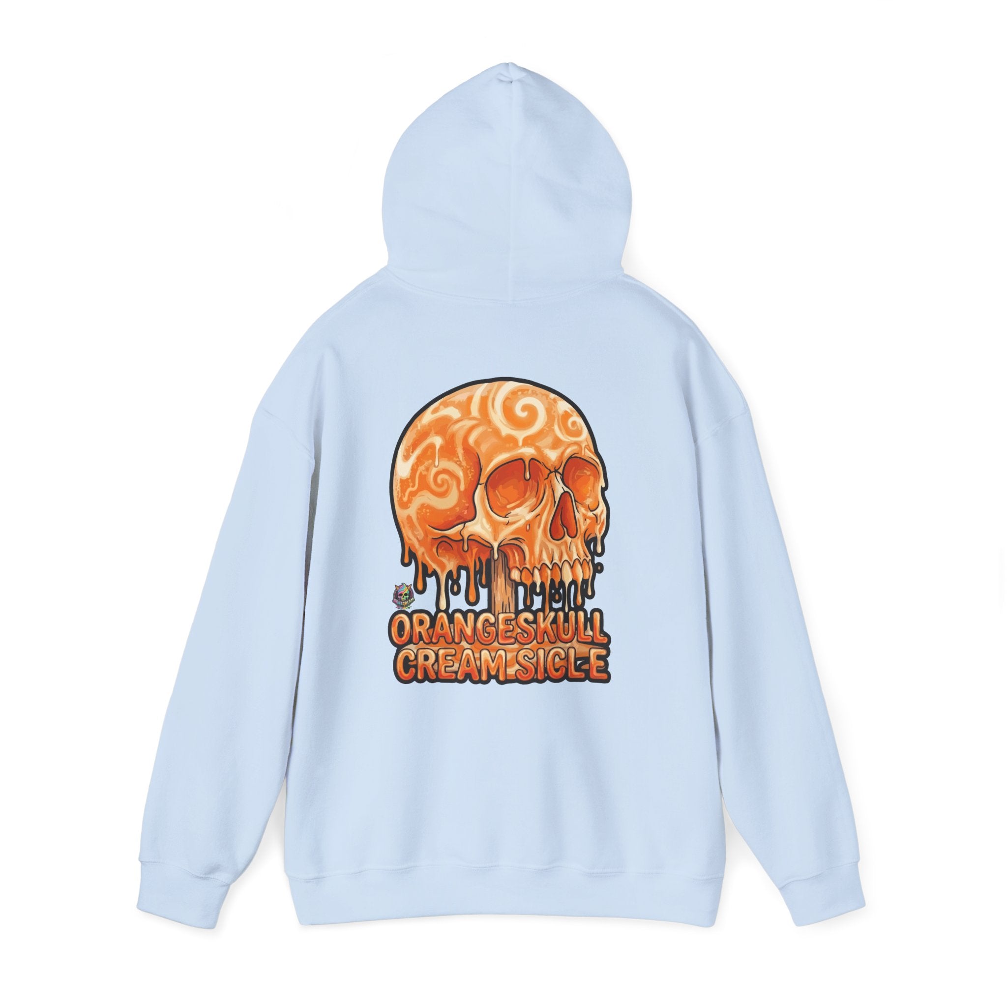 Skullcream-Orangeskull Cream Sickle Hoodie | Dripping Skull Graphic