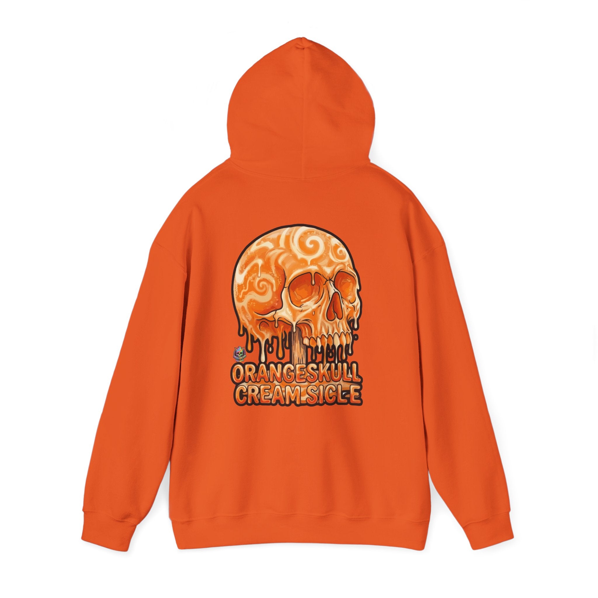 Skullcream-Orangeskull Cream Sickle Hoodie | Dripping Skull Graphic