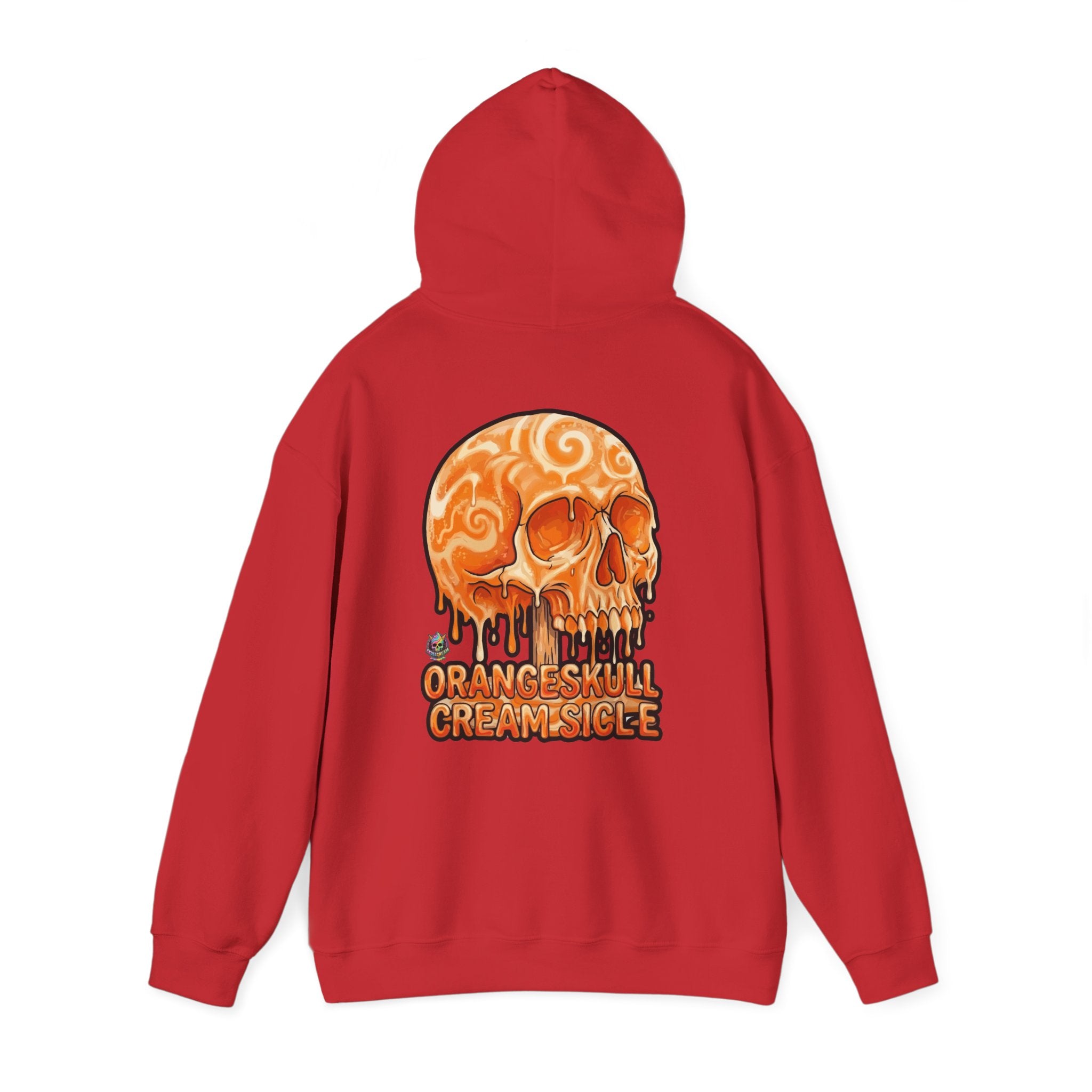 Skullcream-Orangeskull Cream Sickle Hoodie | Dripping Skull Graphic