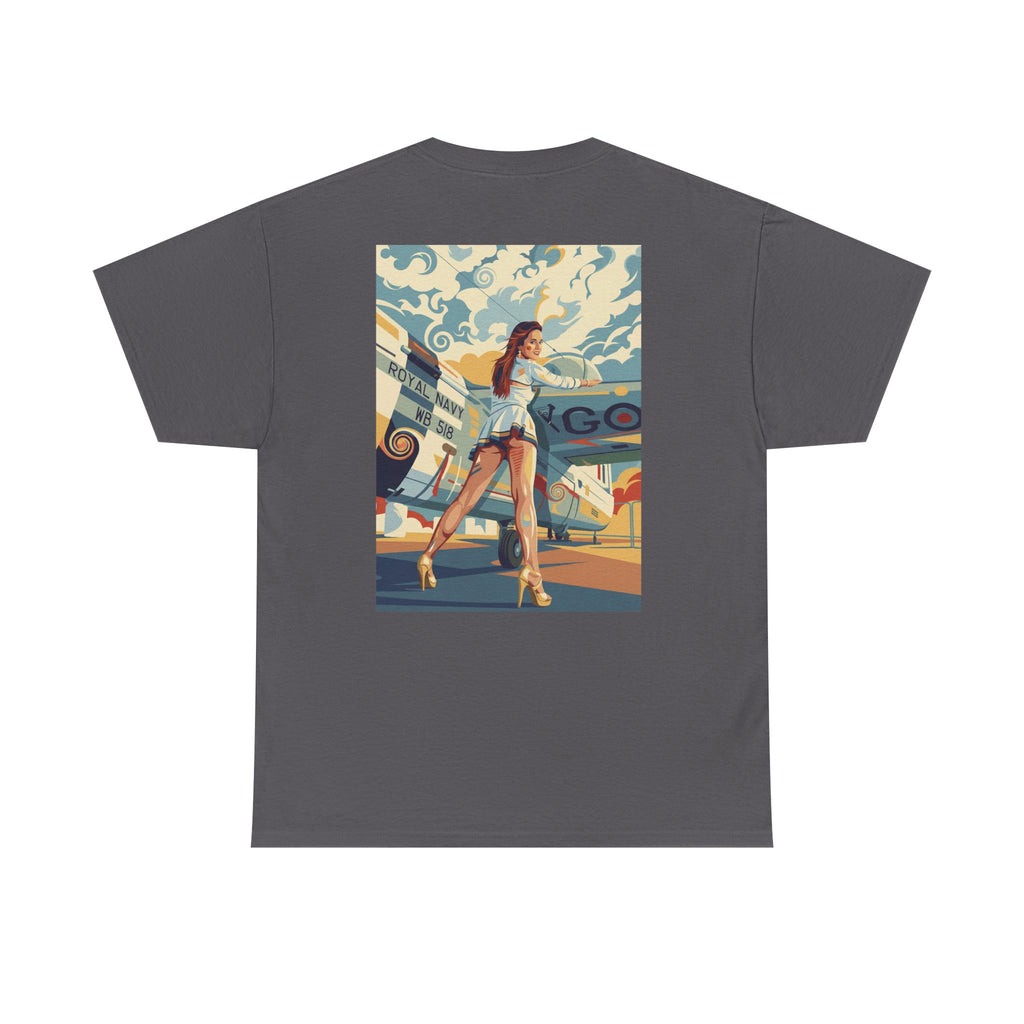 Yes Sir-Pin Up Stewardess T-Shirt | Parental Advisory  for the Bearded