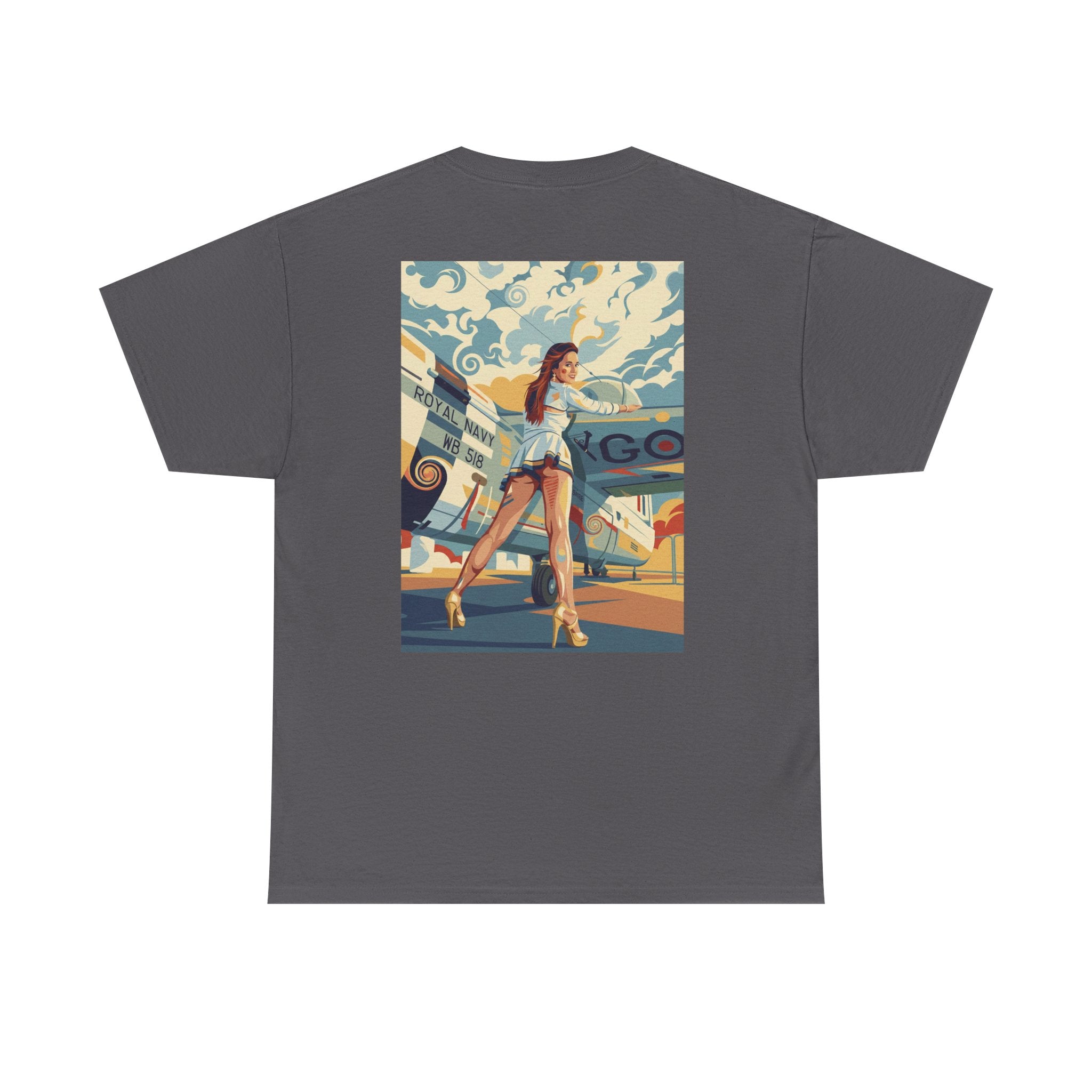 Yes Sir-Pin Up Stewardess T-Shirt | Parental Advisory  for the Bearded