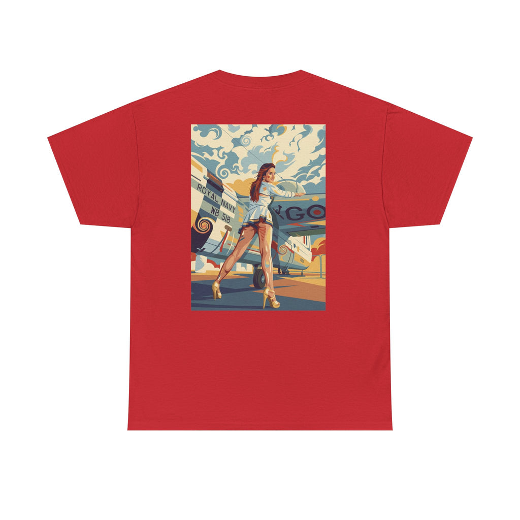 Yes Sir-Pin Up Stewardess T-Shirt | Parental Advisory  for the Bearded