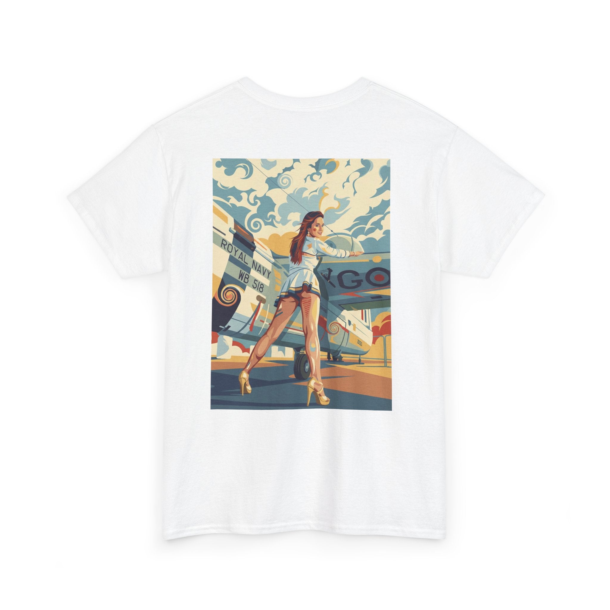Yes Sir-Pin Up Stewardess T-Shirt | Parental Advisory  for the Bearded