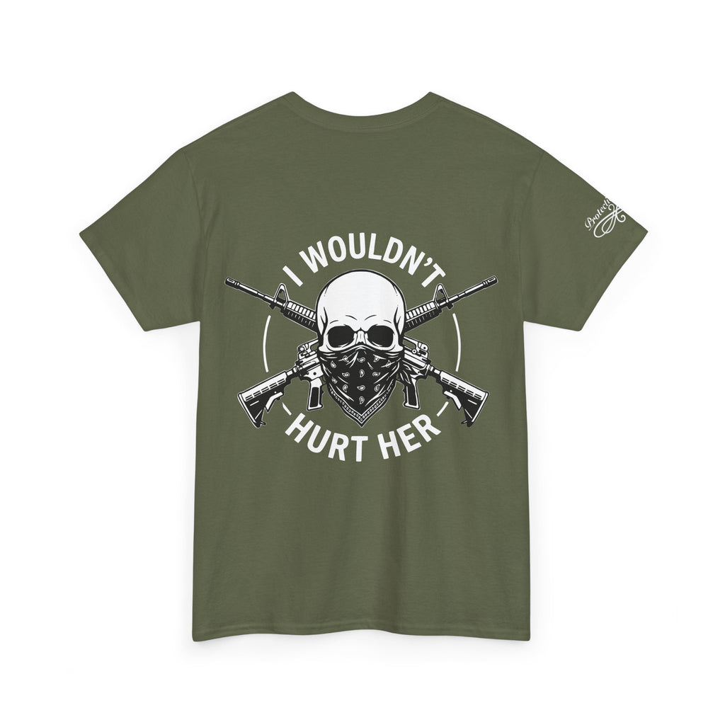 Protective Dad-Assault Rifle T-Shirt | Here’s Your Warning | White Font