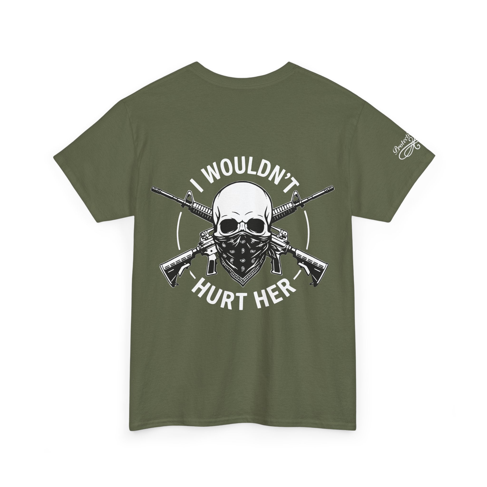 Protective Dad-Assault Rifle T-Shirt | Here’s Your Warning | White Font