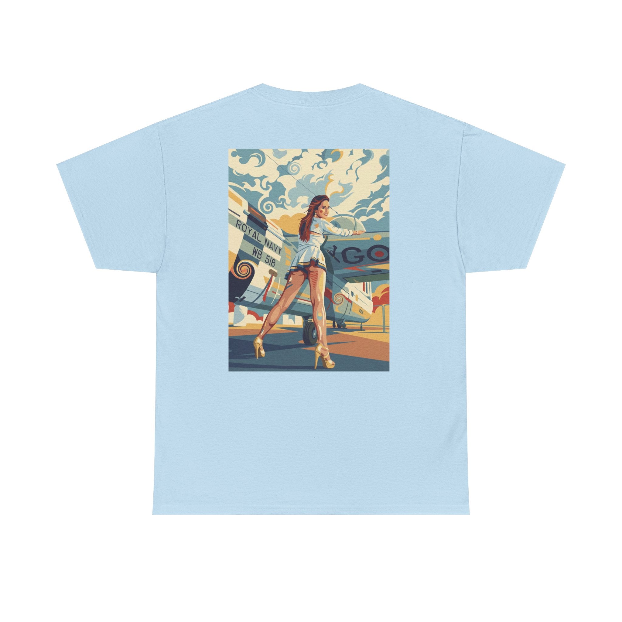 Yes Sir-Pin Up Stewardess T-Shirt | Parental Advisory  for the Bearded