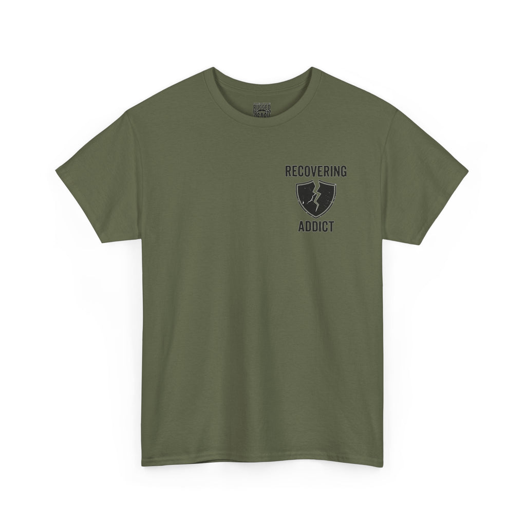 Addicted | Yes Sir T Shirt | Recovering Addict Green Graphic T Shirt
