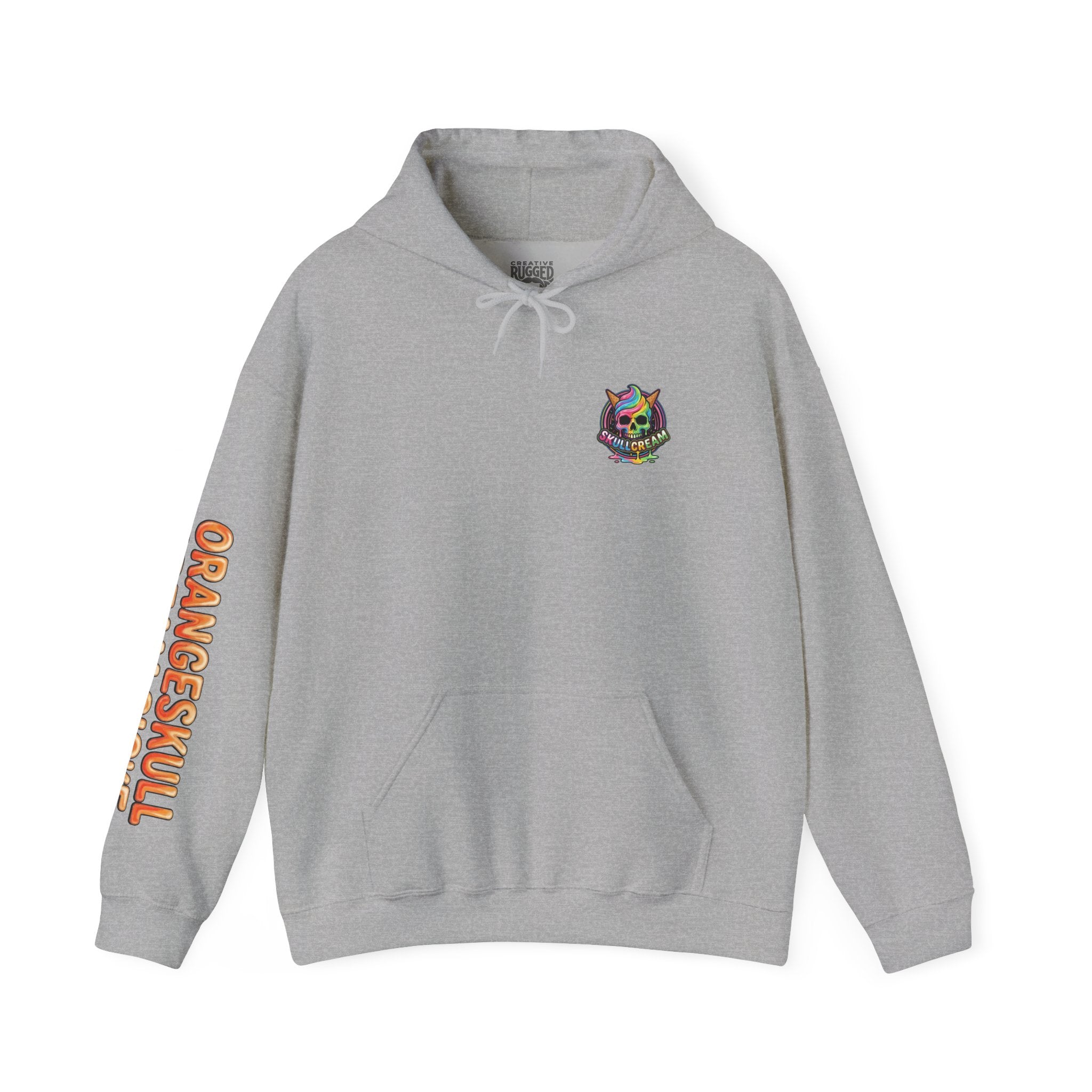 Skullcream-Orangeskull Cream Sickle Hoodie | Dripping Skull Graphic