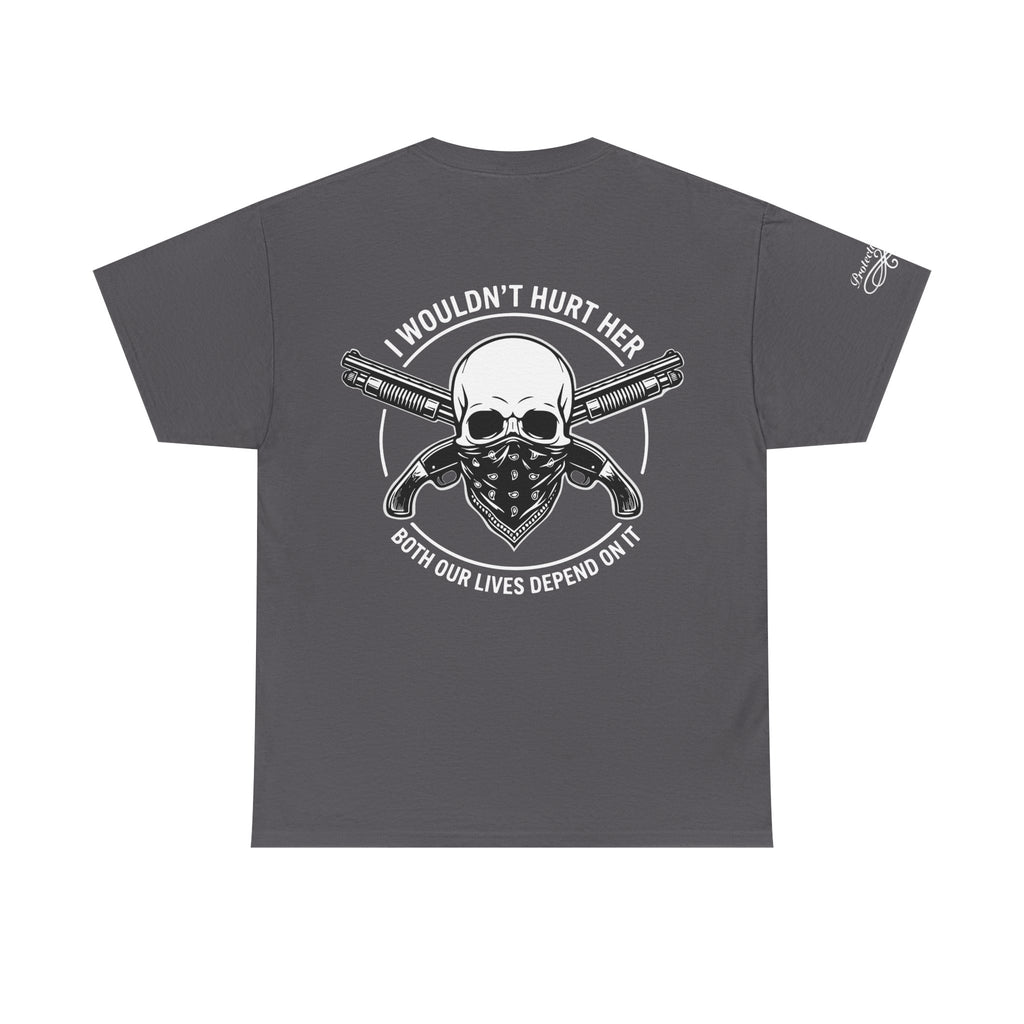 Protective Dad-Assault Rifle T-Shirt | Here’s Your Warning | White Font