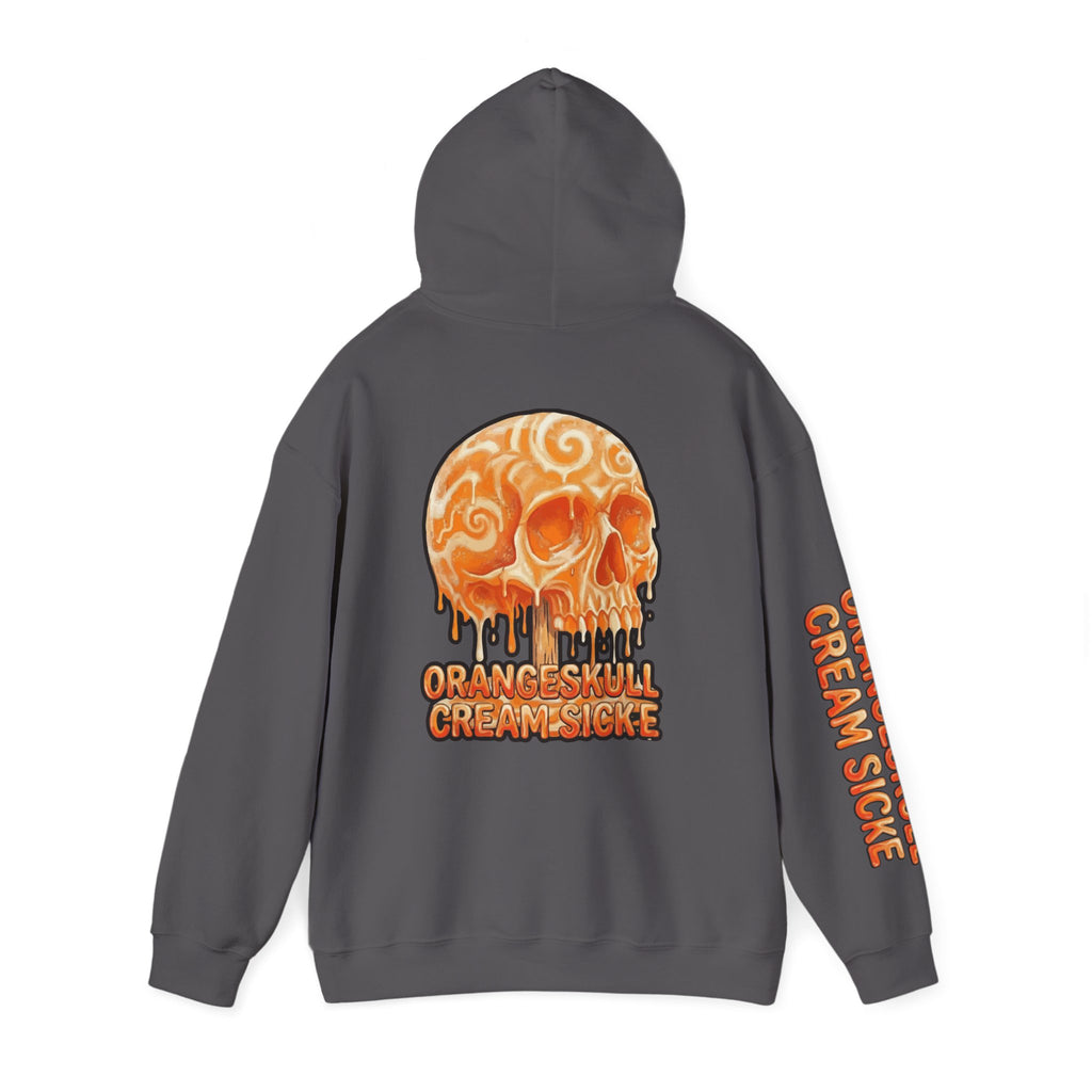 Skullcream-Orangeskull Cream Sickle Hoodie | Dripping Skull Graphic