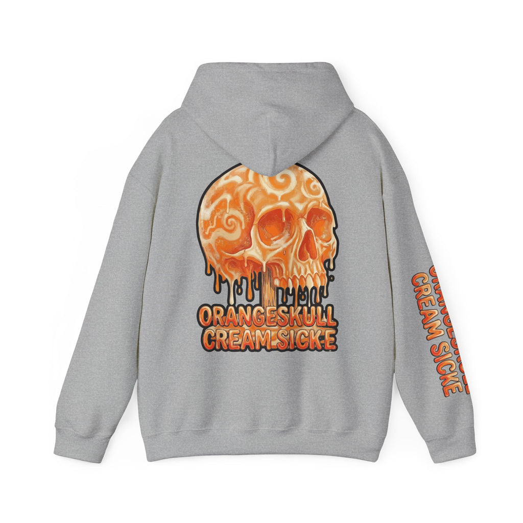 Skullcream-Orangeskull Cream Sickle Hoodie | Dripping Skull Graphic